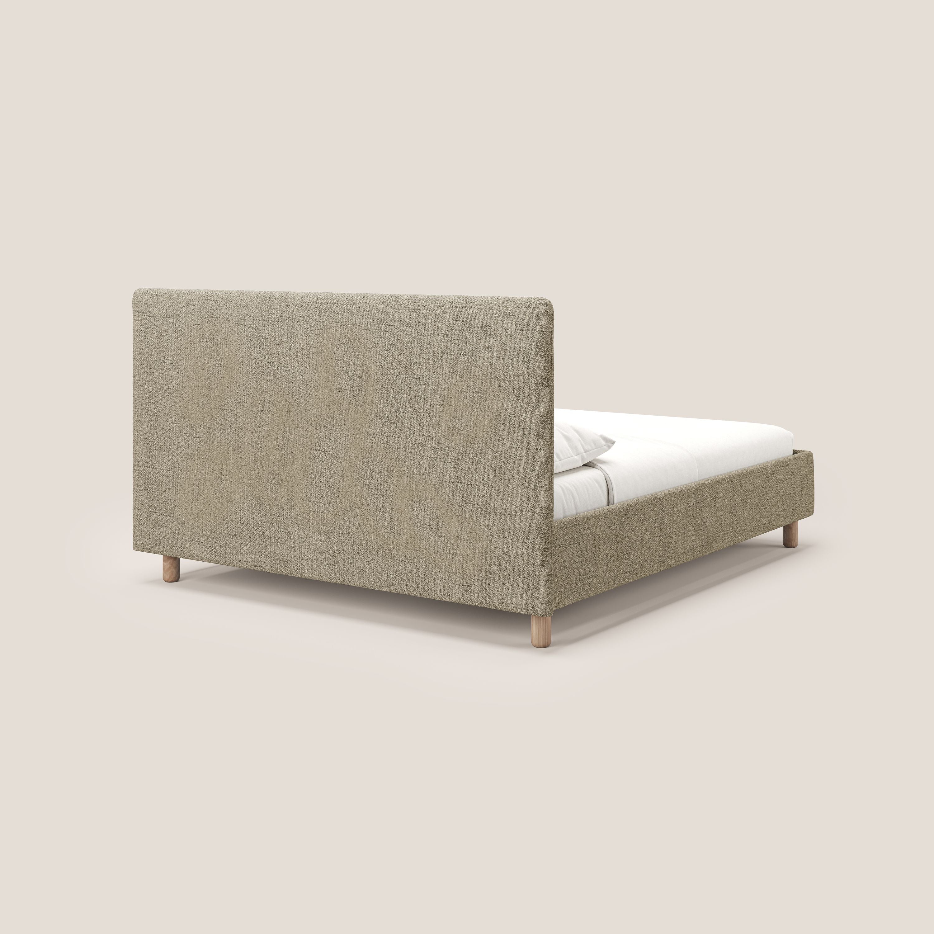 Serena letto contenitore salvaspazio scandinavo in tessuto fiammato impermeabile T03 beige - divani.store