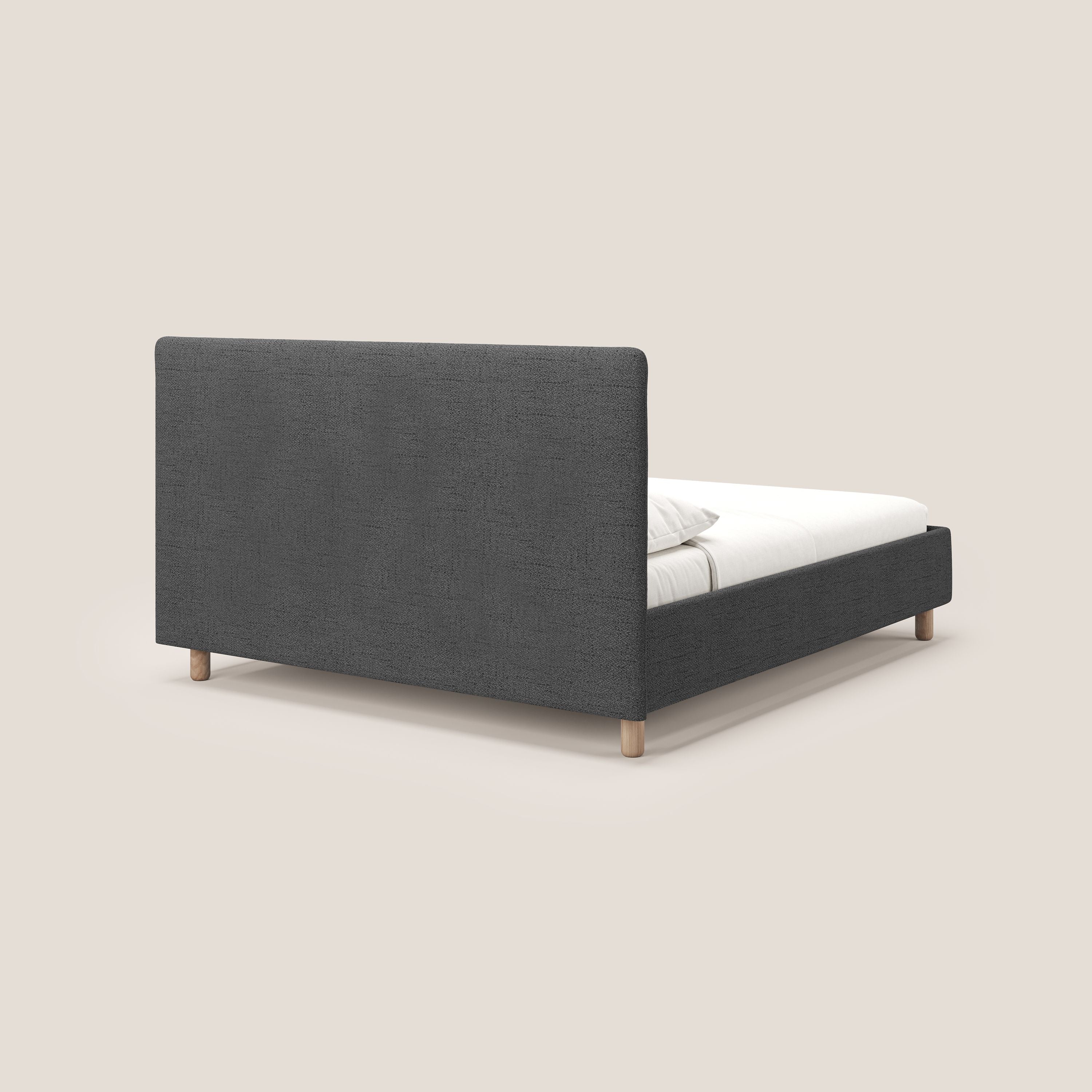 Serena letto contenitore salvaspazio scandinavo in tessuto fiammato impermeabile T03 grigio - divani.store