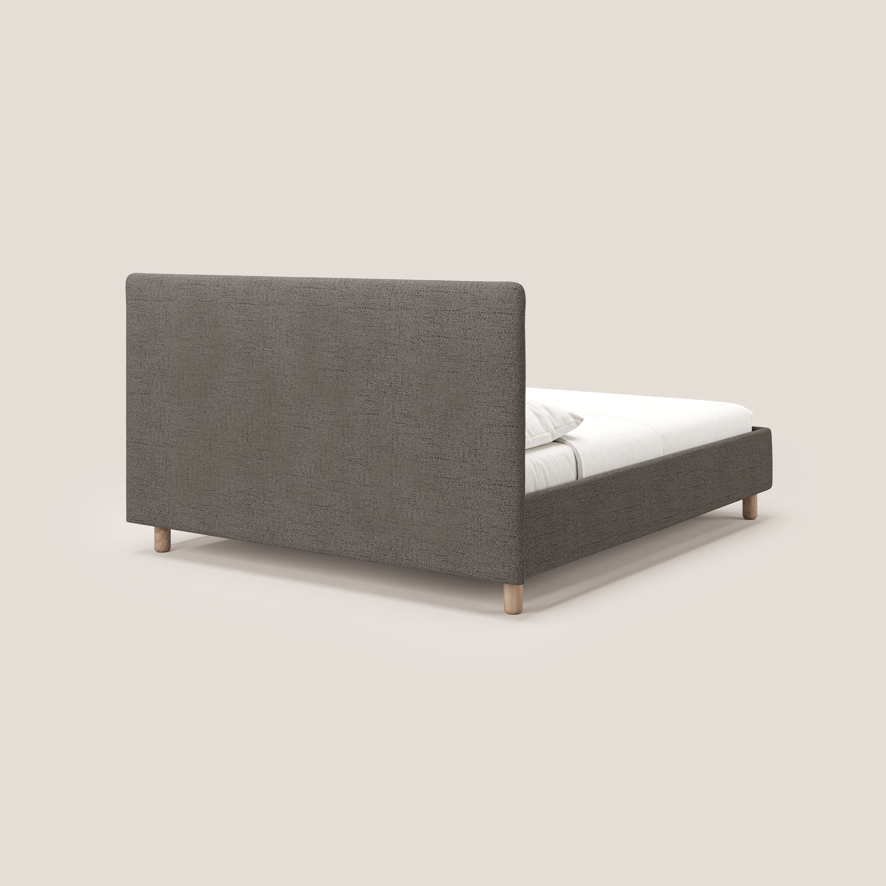 Serena letto contenitore salvaspazio scandinavo in tessuto fiammato impermeabile T03 talpa - divani.store