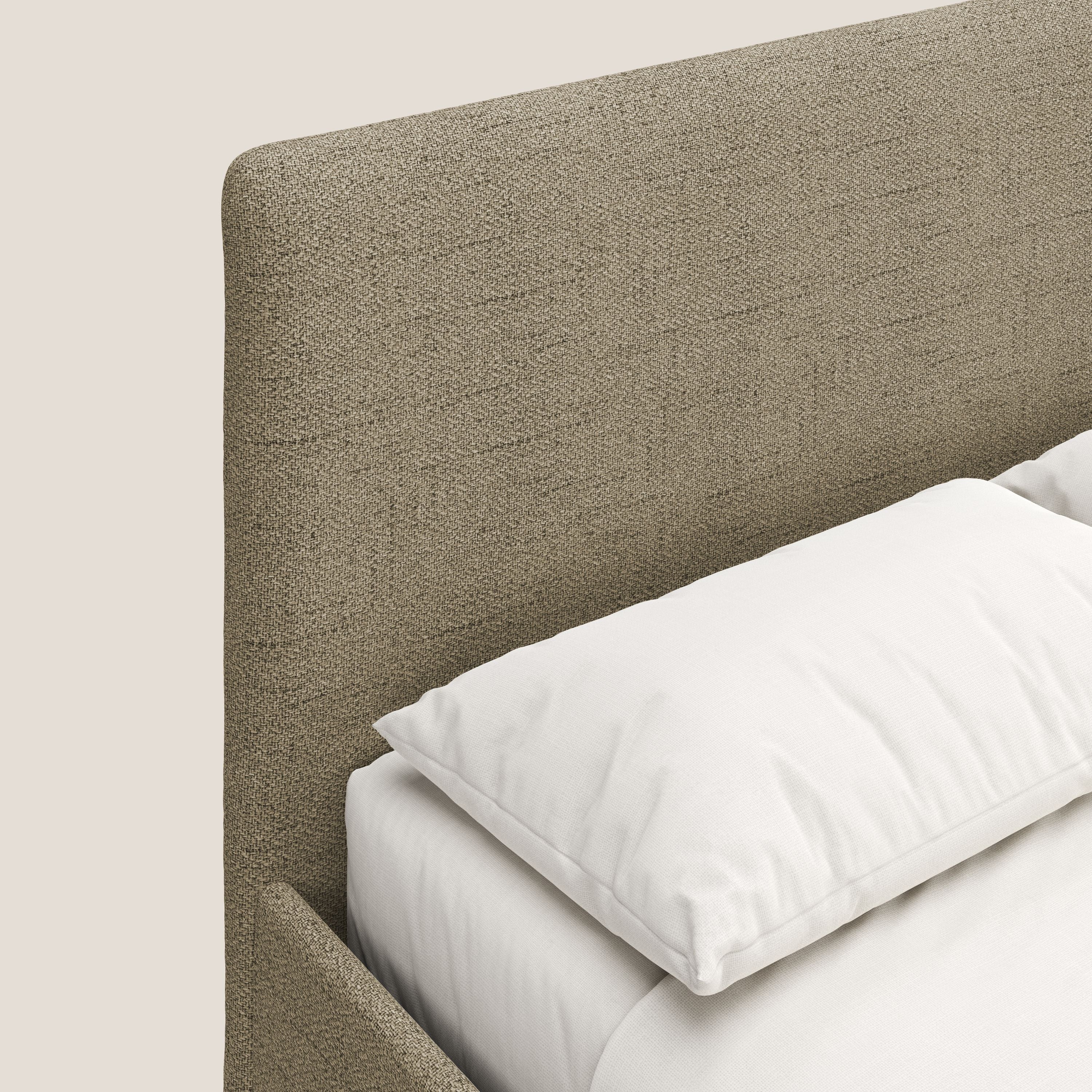 Serena letto contenitore salvaspazio scandinavo in tessuto fiammato impermeabile T03 beige - divani.store