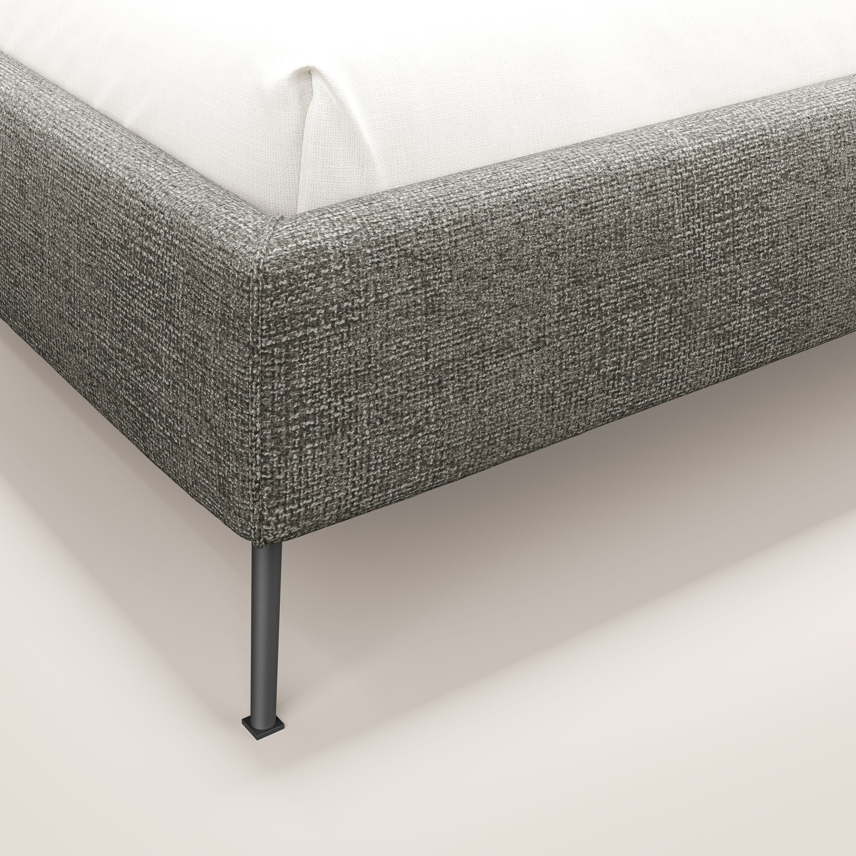 Steve sommier giroletto piedi alti in tessuto impermeabile T10 talpa - divani.store