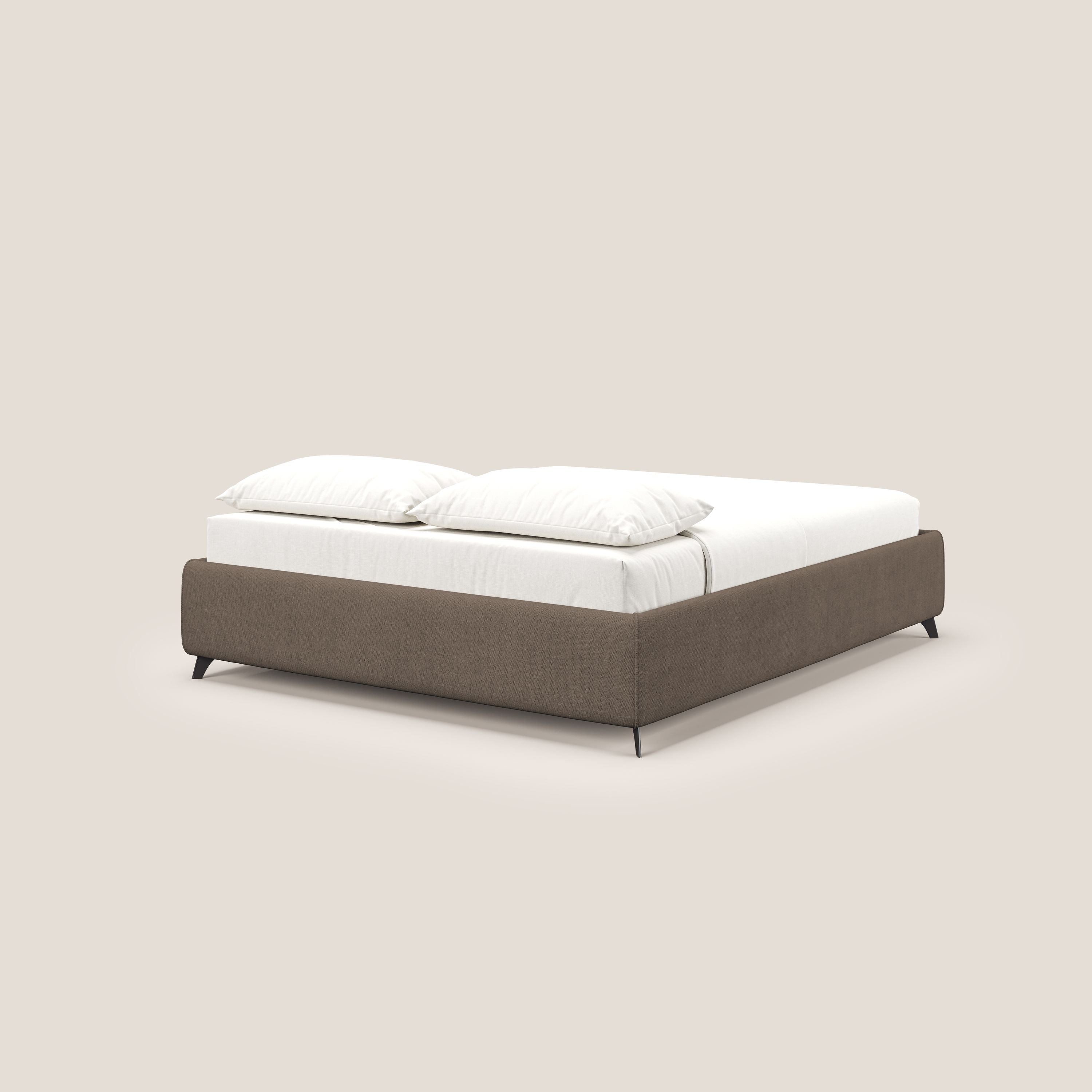 Sara sommier con giroletto contenitore in tessuto impermeabile T02 marrone - divani.store