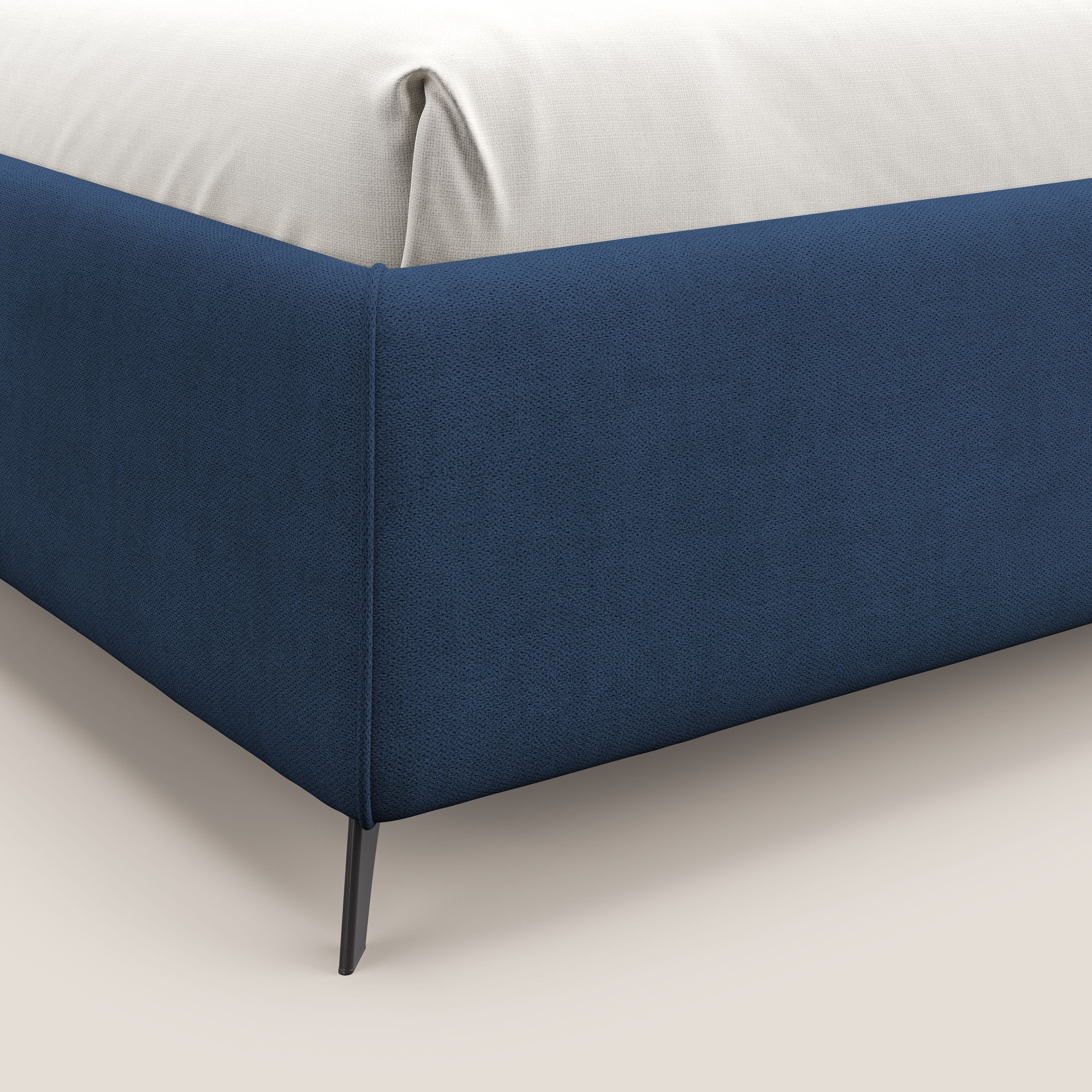 Sara sommier con giroletto contenitore in tessuto impermeabile T02 blu - divani.store