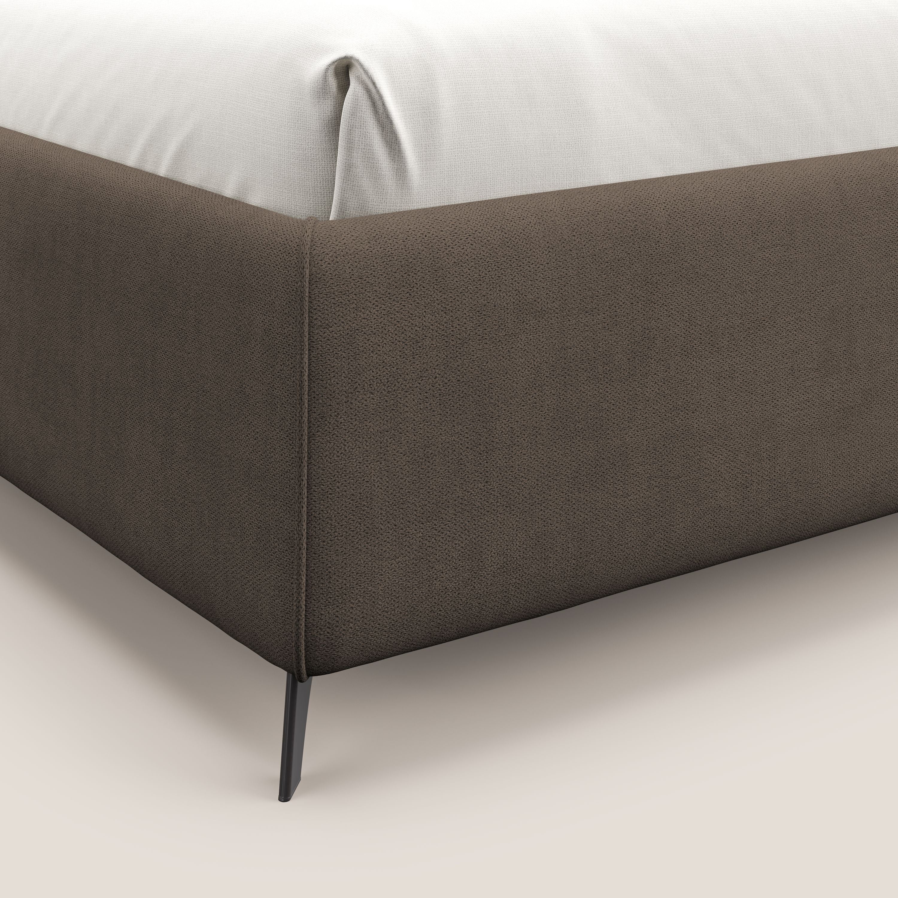 Sara sommier con giroletto contenitore in tessuto impermeabile T02 marrone - divani.store