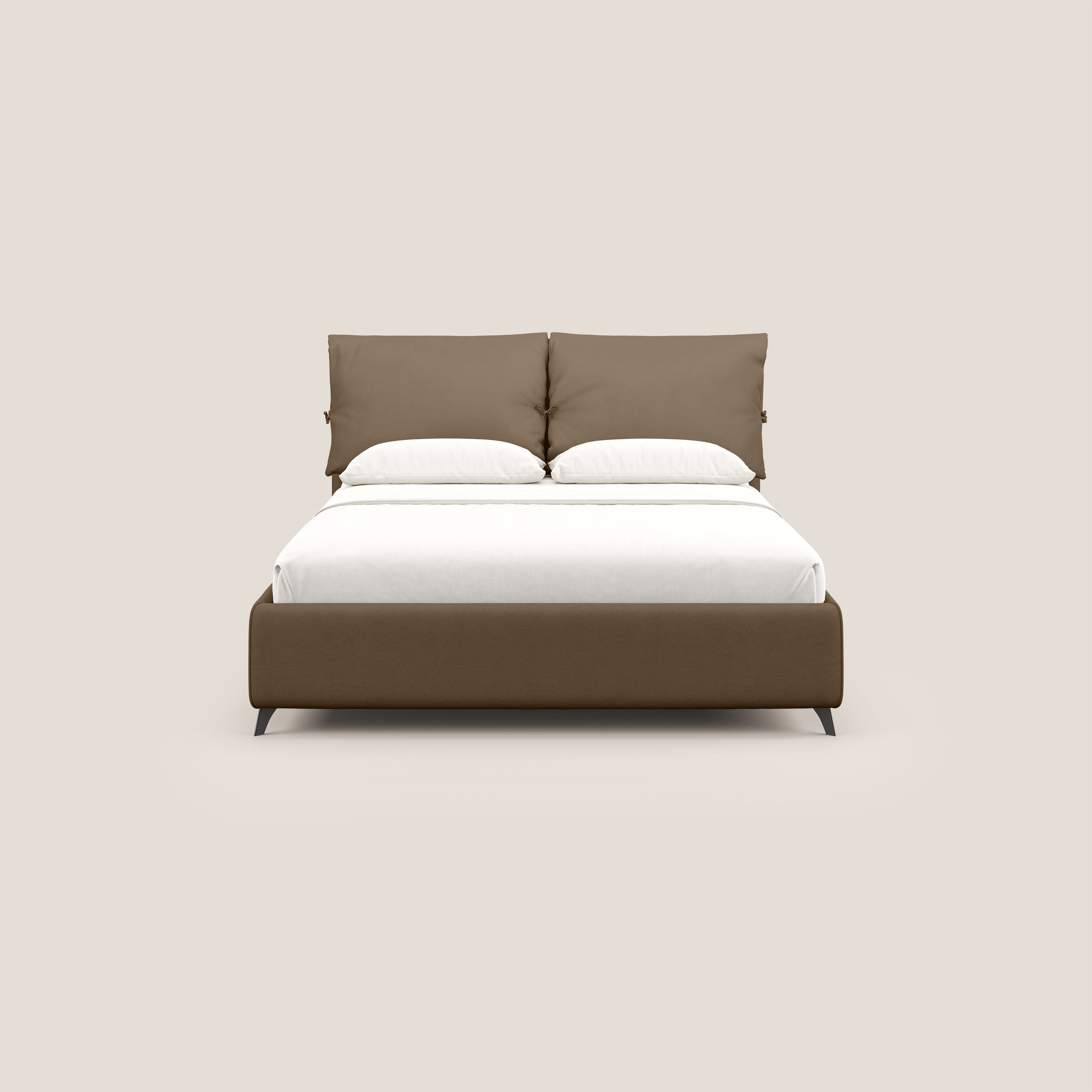 Susan letto imbottito contenitore completamente sfoderabile in microfibra smacchiabile T11 marrone - divani.store