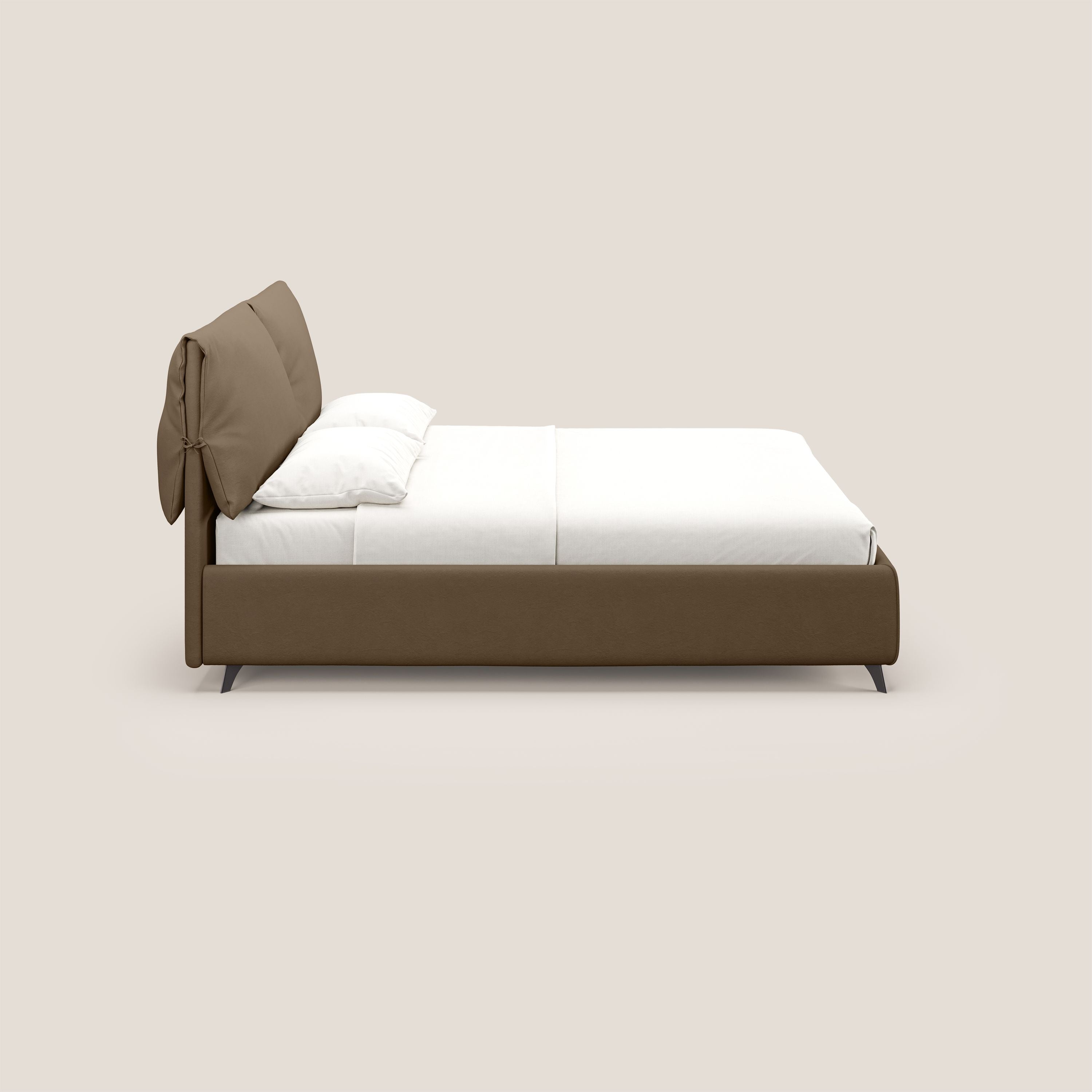 Susan letto imbottito contenitore completamente sfoderabile in microfibra smacchiabile T11 marrone - divani.store