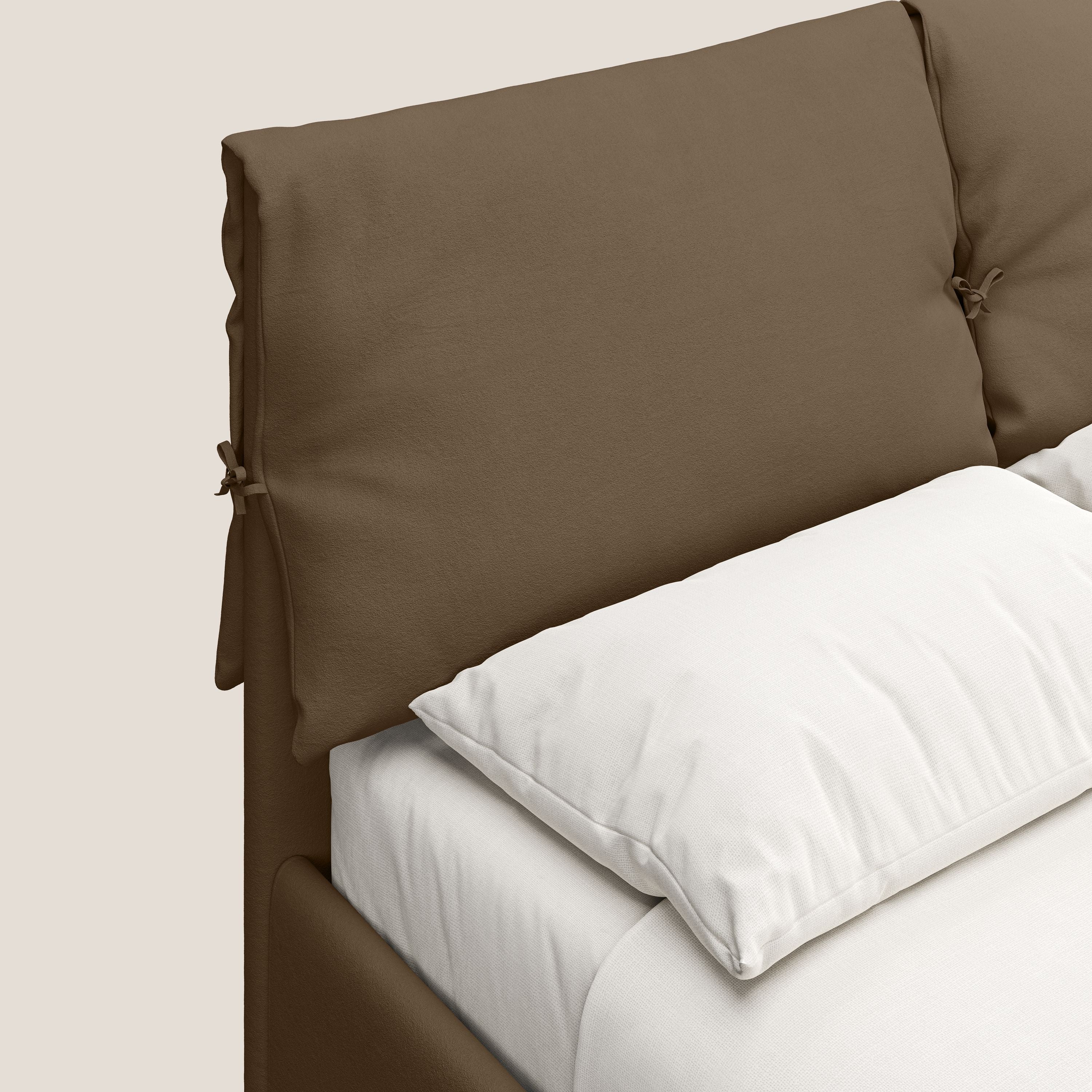 Susan letto imbottito contenitore completamente sfoderabile in microfibra smacchiabile T11 marrone - divani.store