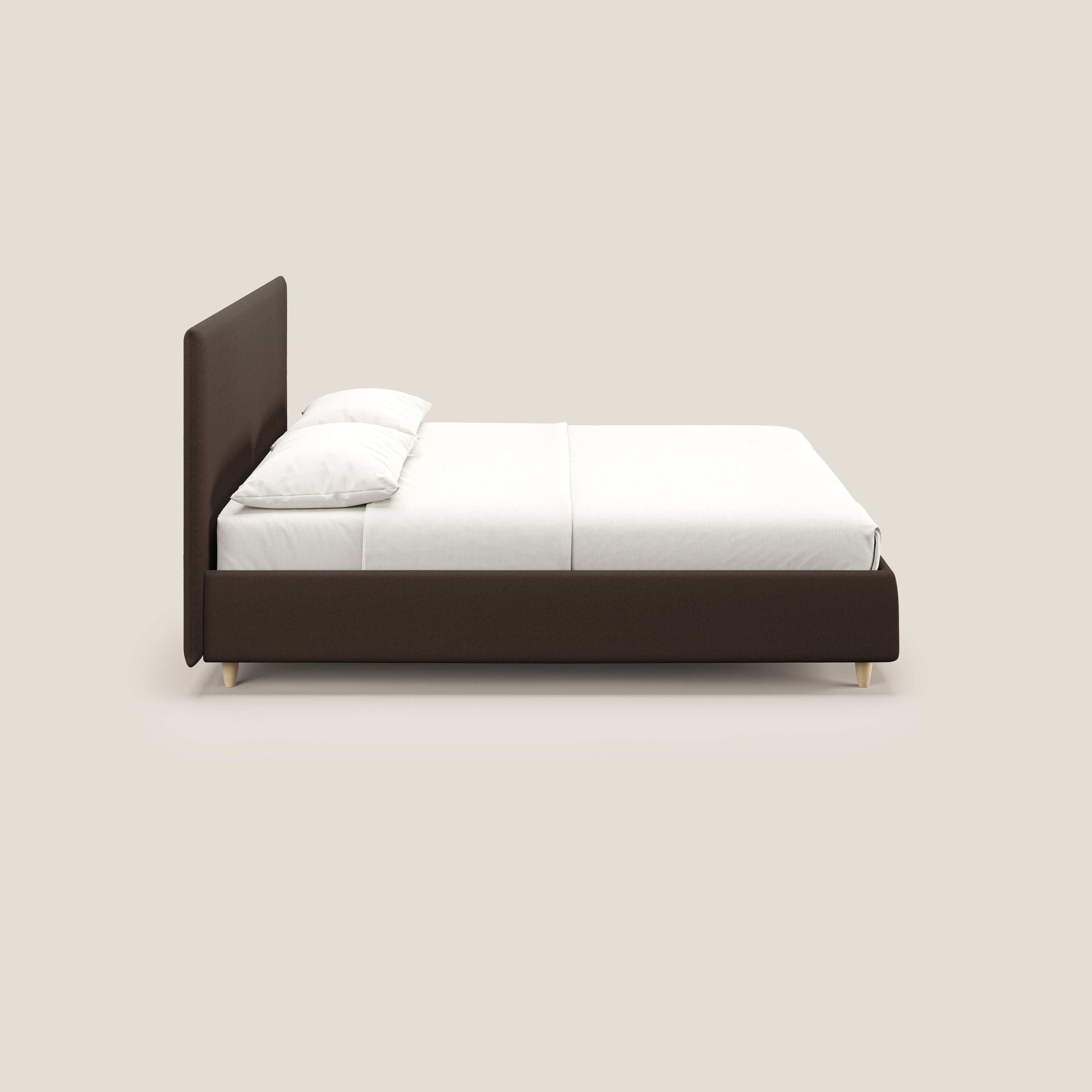 Teresa letto contenitore e sfoderabile in tessuto misto cotone impermeabile T13 marrone - divani.store