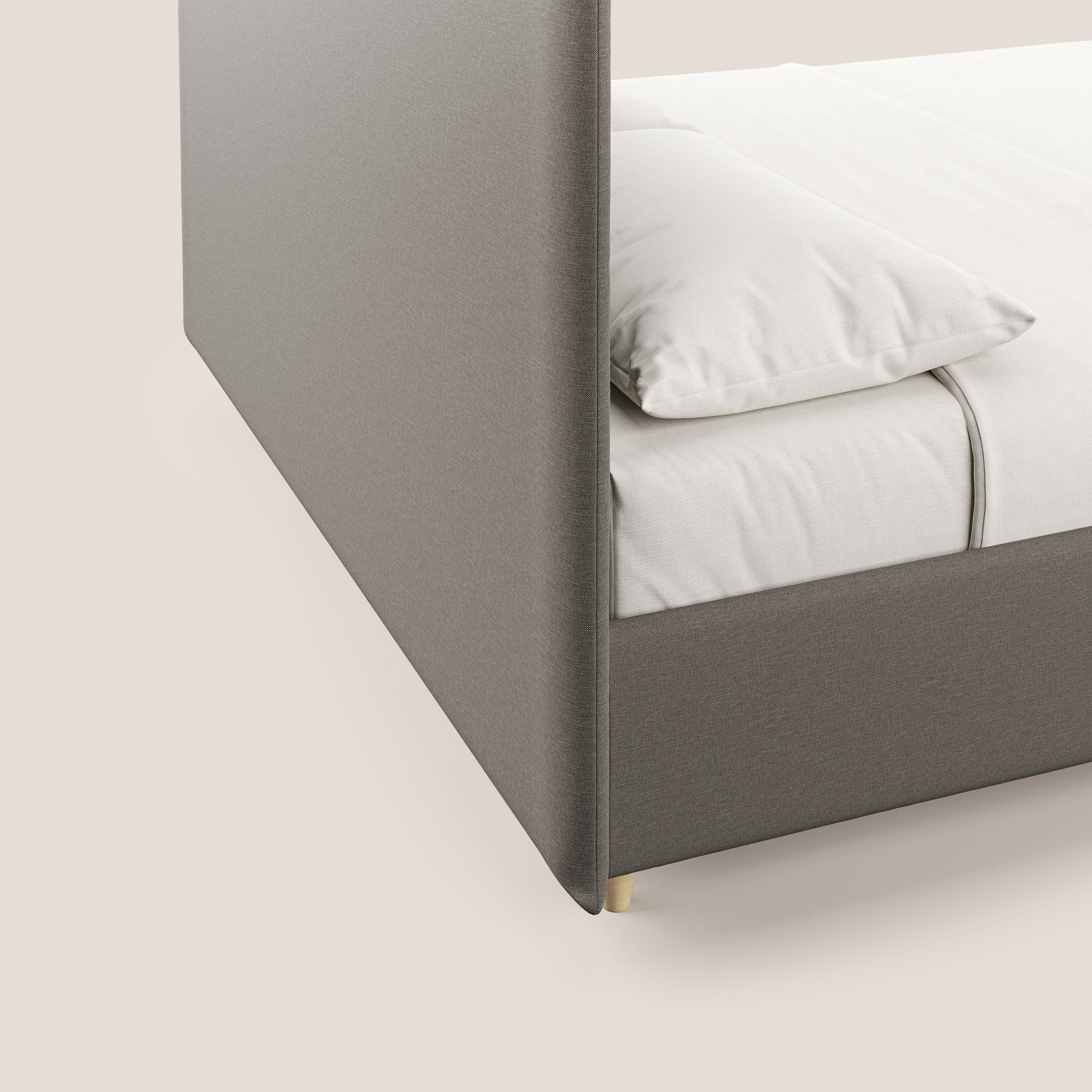 Teresa letto contenitore e sfoderabile in tessuto misto cotone impermeabile T13 tortora - divani.store