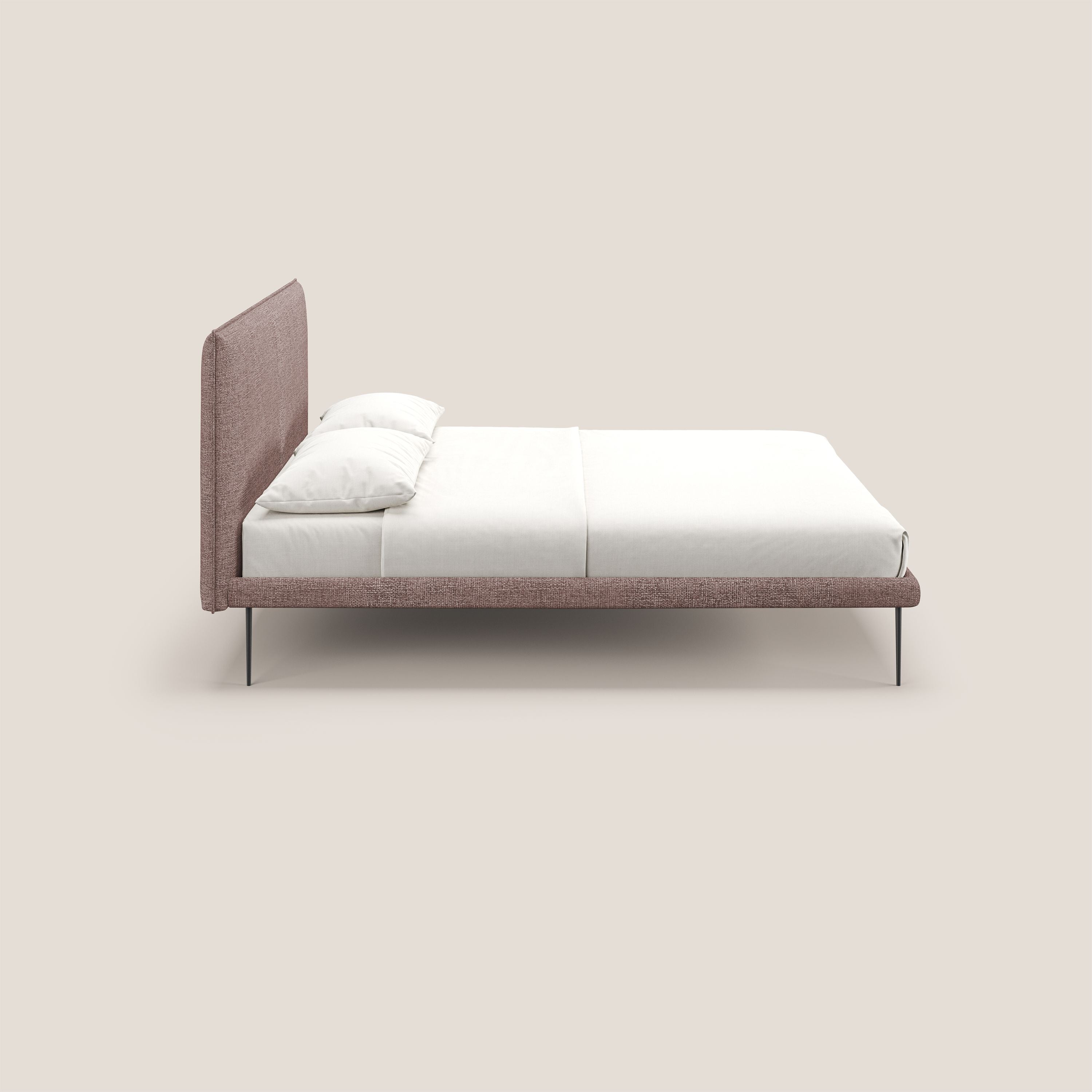 Theo letto imbottito moderno sfoderabile con piedi alti in metallo in tessuto impermeabile T10 rosa - divani.store