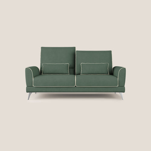 Tommy Divano relax bicolore con schienali traslanti in microfibra smacchiabile T11 verde - panna - divani.store