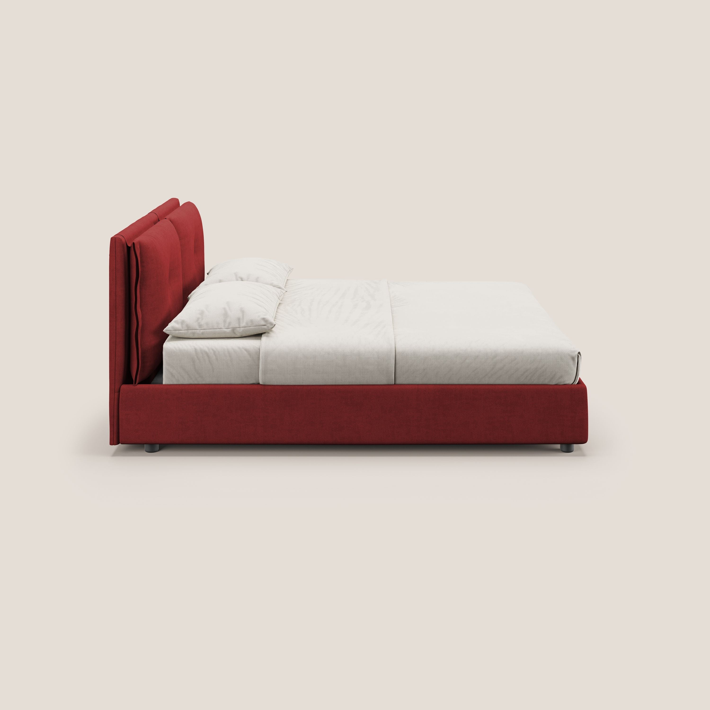 Travis letto contenitore con cuscini mobili trapuntati in tessuto impermeabile T02 rosso - divani.store
