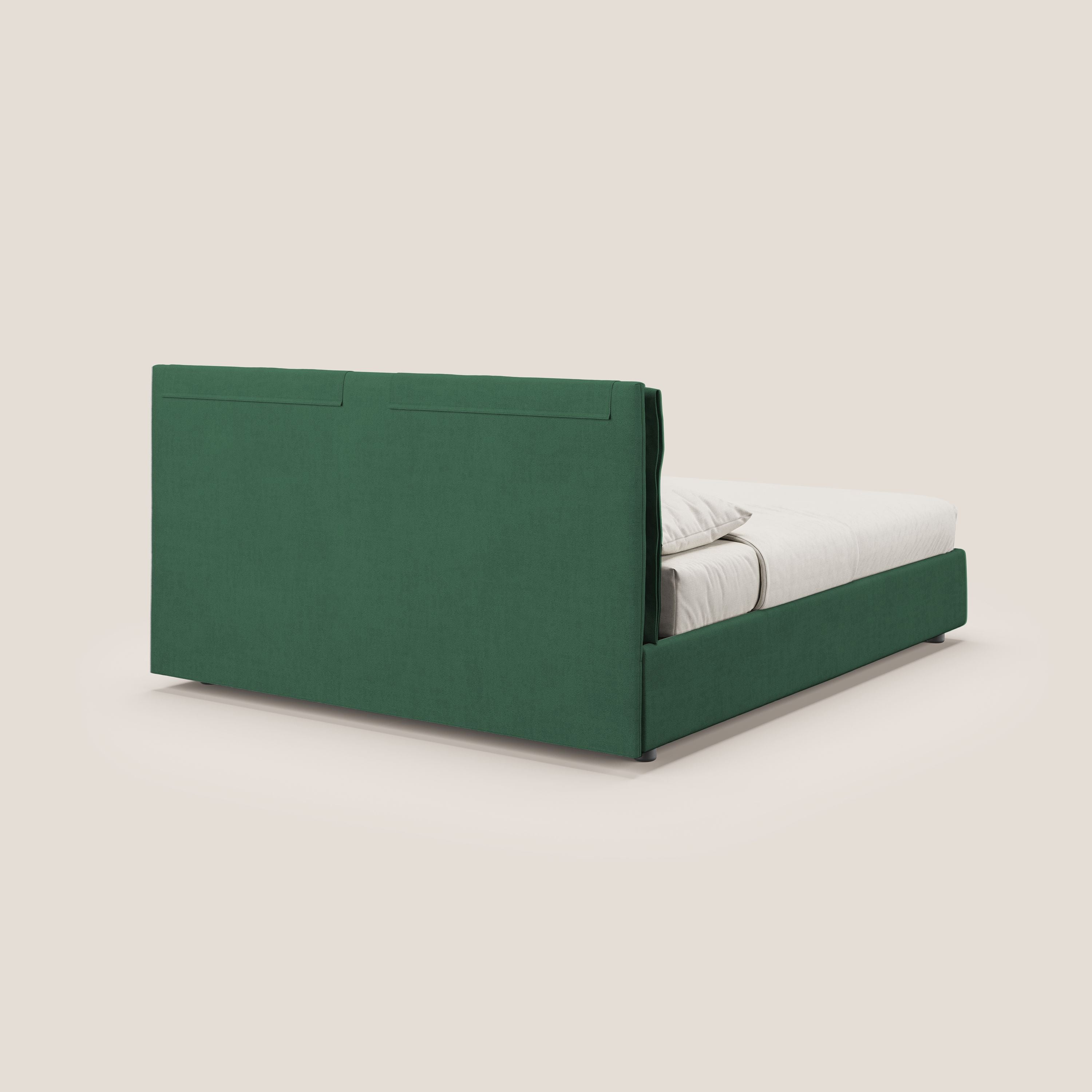 Travis letto contenitore con cuscini mobili trapuntati in tessuto impermeabile T02 verde - divani.store
