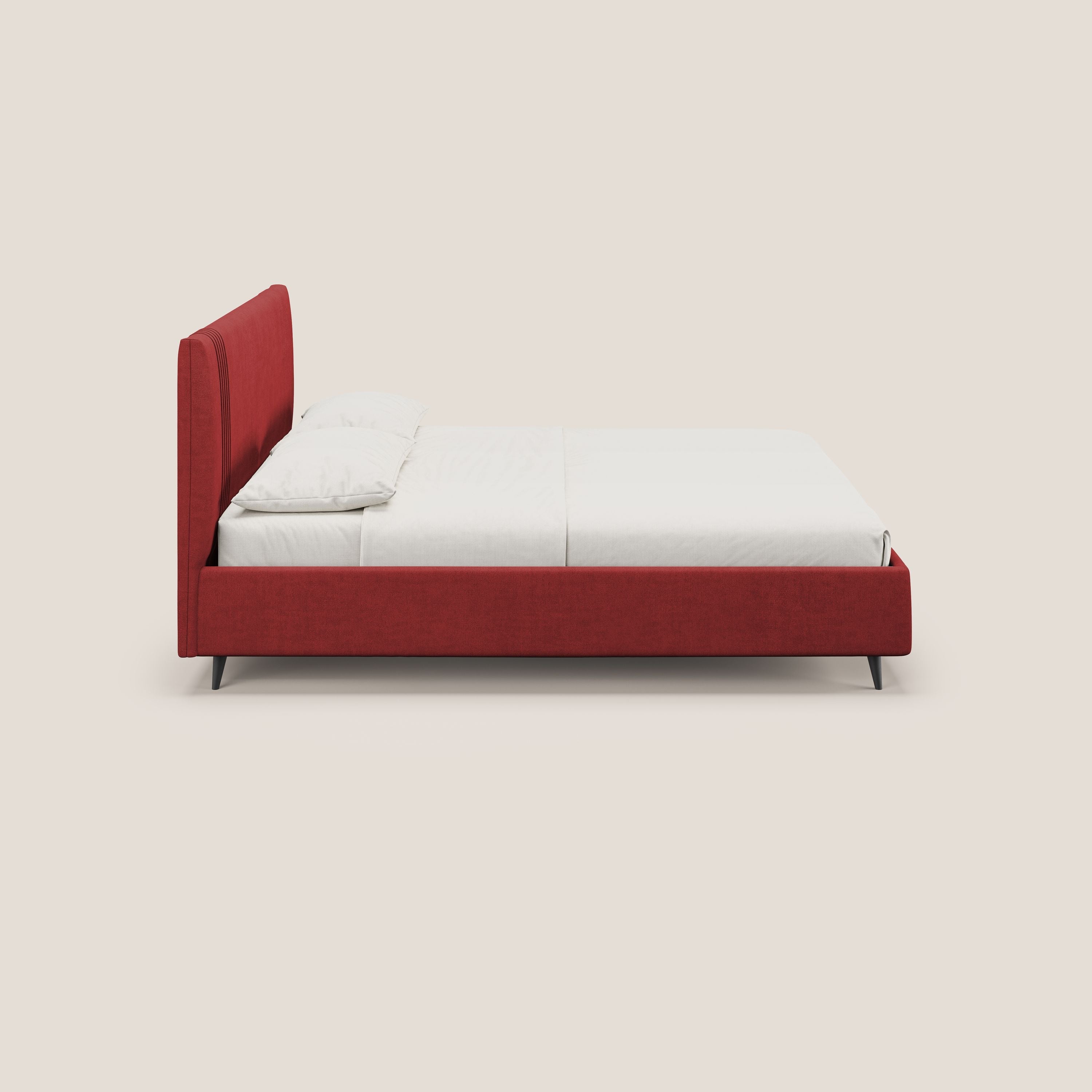 Yvonne letto contenitore in morbido tessuto impermeabile T02 rosso - divani.store