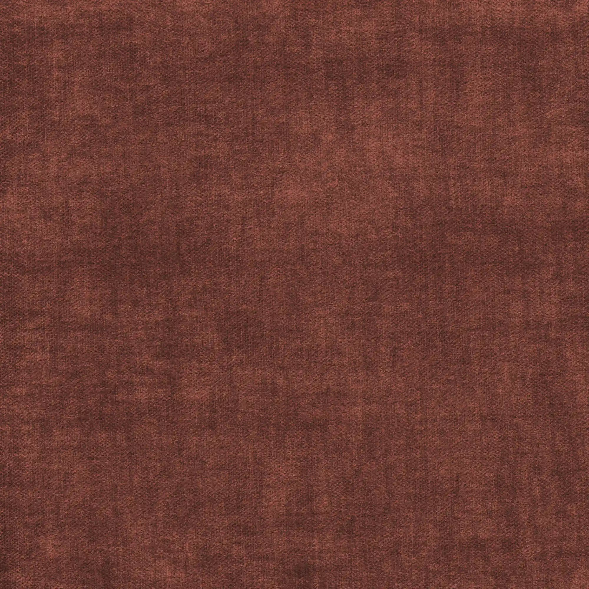 Un primo piano mette in risalto il tessuto morbido e vellutato, certificato Oeko-Tex® e resistente alle macchie, del divano a 2 posti estraibile Titano di Divani.Store, esaltandone la ricca tonalità rosso-marrone e la superficie soffice, per un’atmosfera moderna e accogliente senza motivi distintivi.