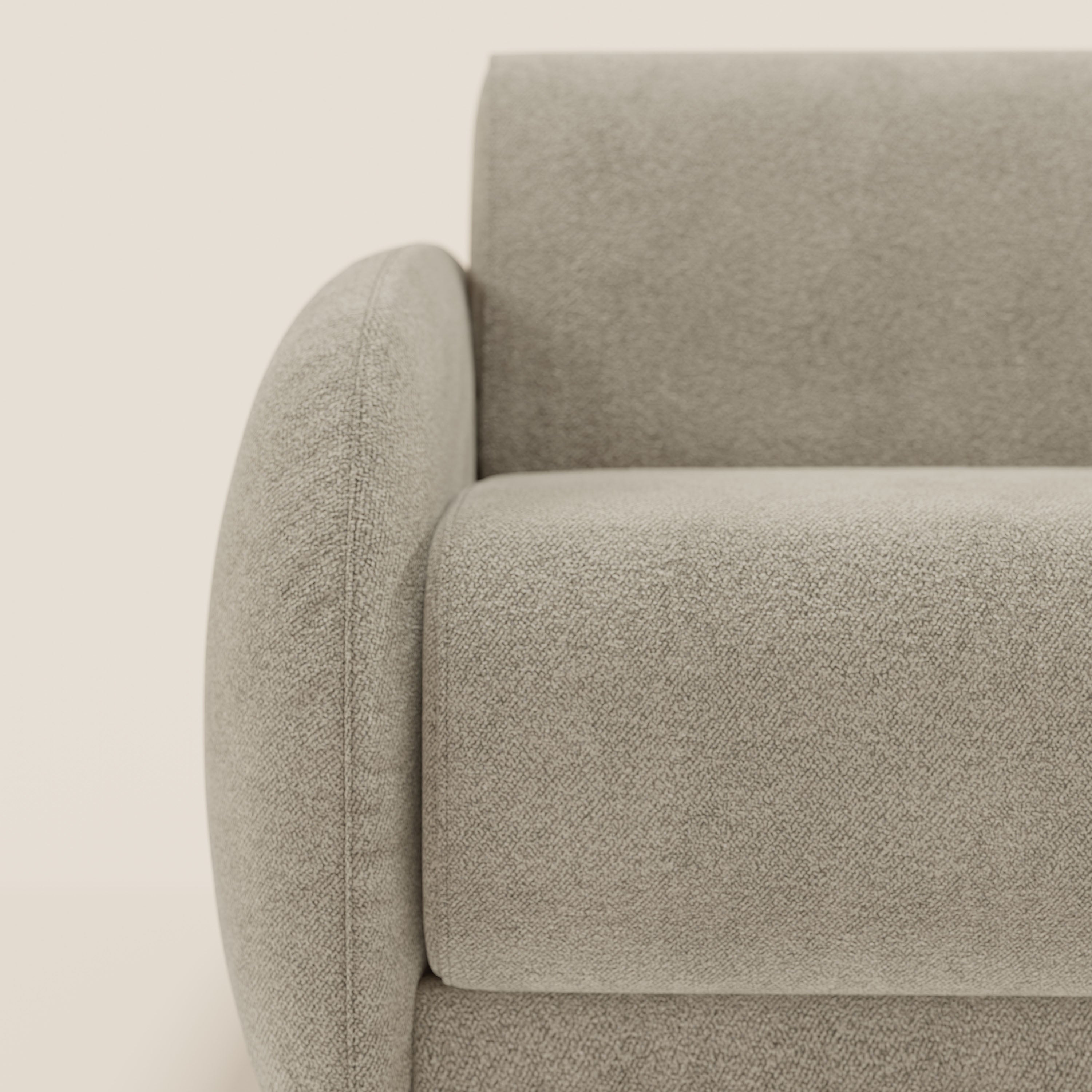 Giglio divano letto angolare con materasso alto 18 cm e penisola contenitore in morbido bouclé impermeabile T07 - divani.store