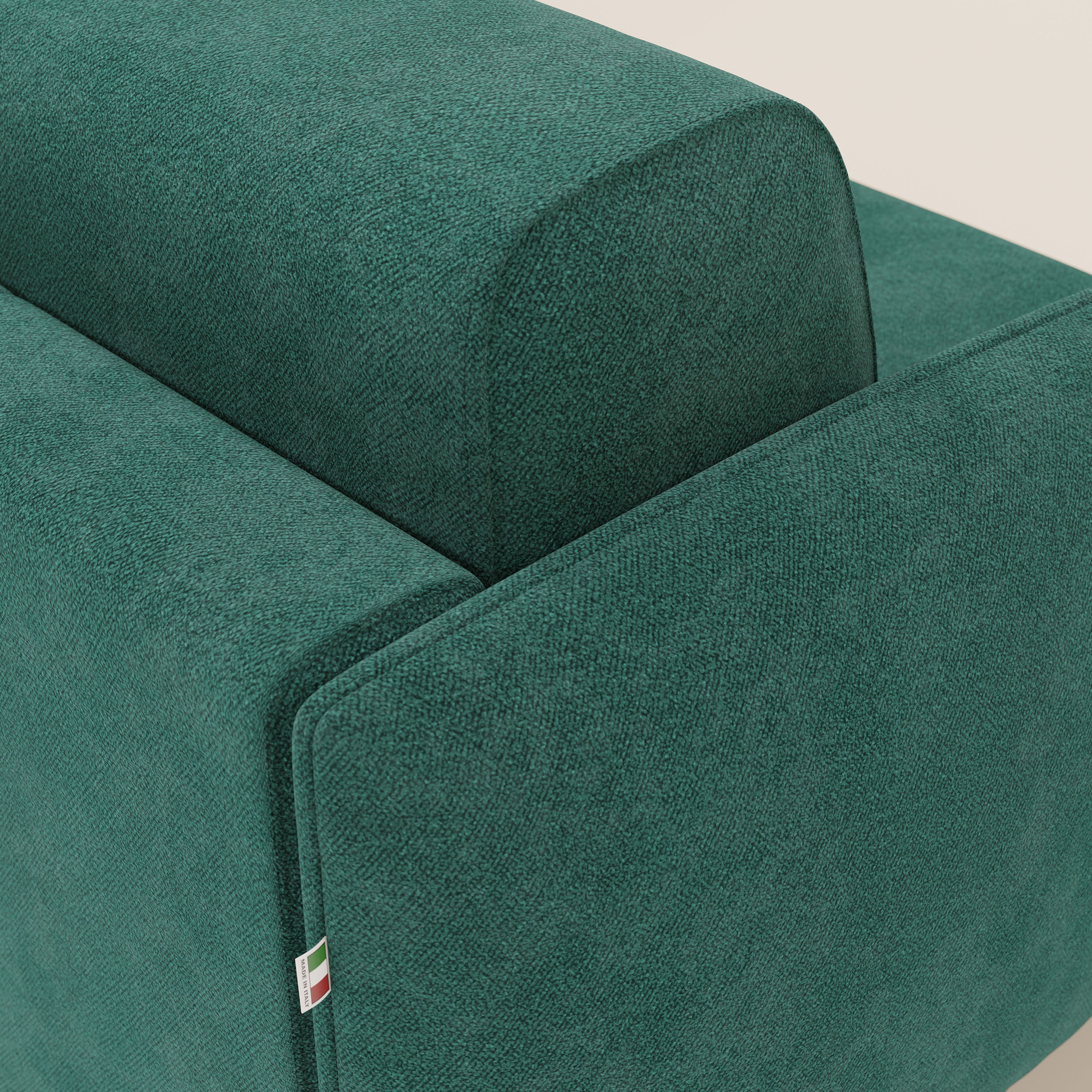 Giglio divano letto angolare con materasso alto 18 cm e penisola contenitore in morbido bouclé impermeabile T07 - divani.store