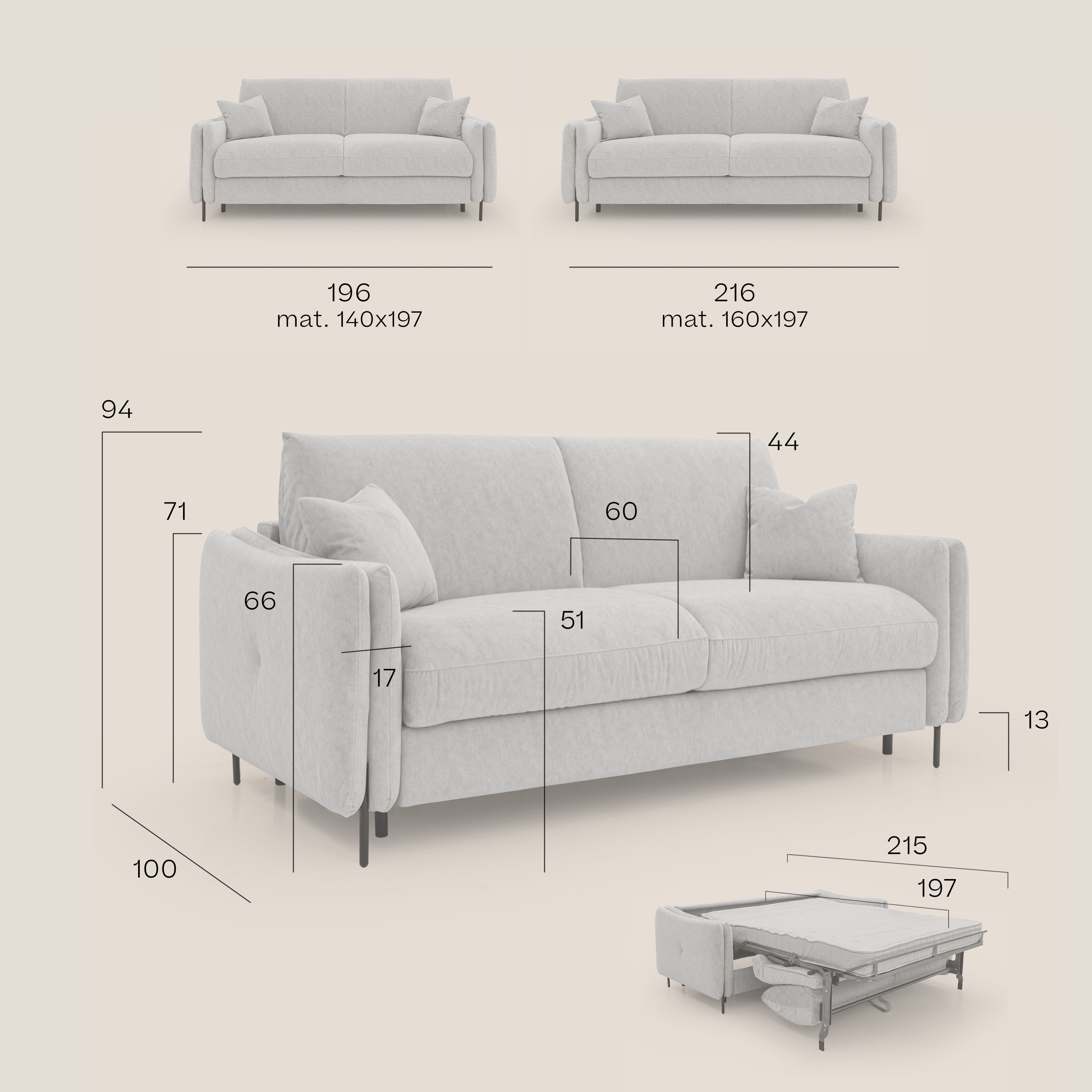 Gregory Divano letto con materasso h18 cm in microfibra effetto velluto impermeabile T09 marrone - divani.store