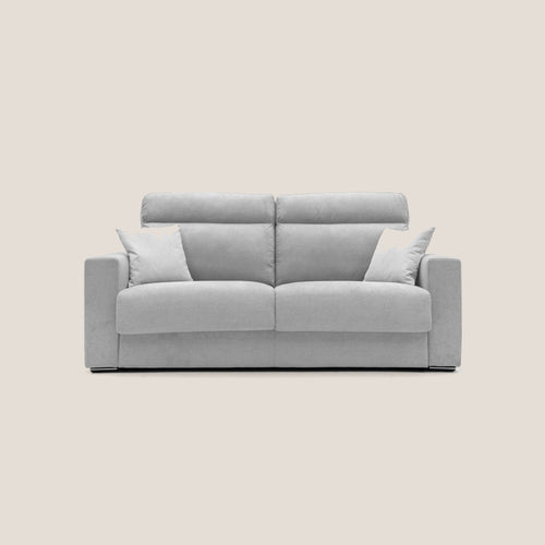 Nikita Divano letto matrimoniale con schienale morbido alto e rivestimento T02 grigio chiaro - divani.store