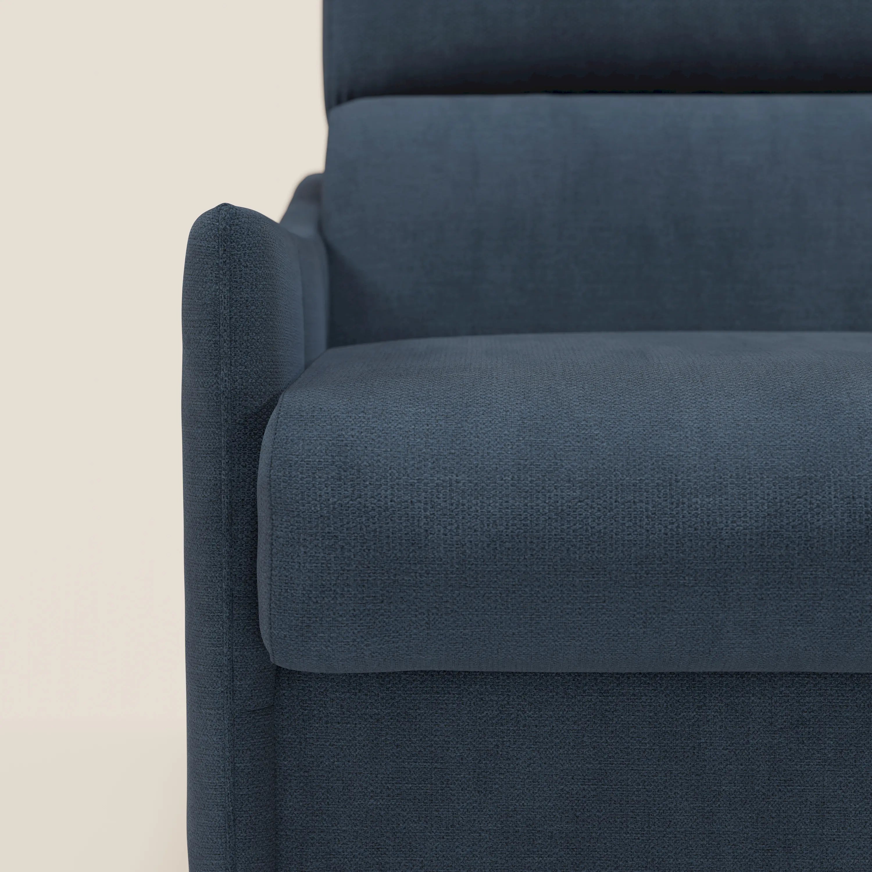 Loto Divano Letto Angolare con Penisola contenitore, Poggiatesta, Materasso Alto H18 in morbido tessuto impermeabile T14 - divani.store