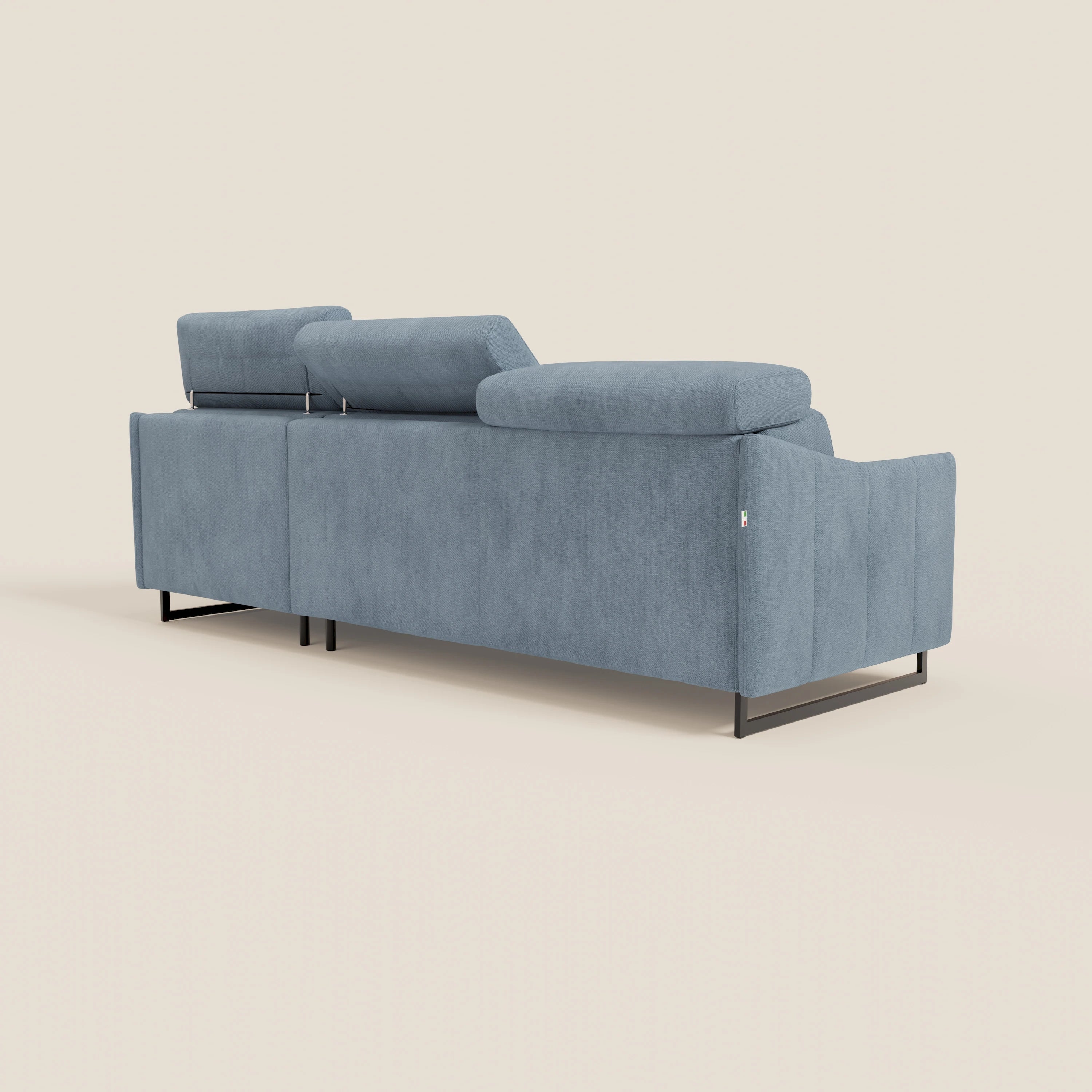 Loto Divano Letto Angolare con Penisola contenitore, Poggiatesta, Materasso Alto H18 in morbido tessuto impermeabile T14 - divani.store