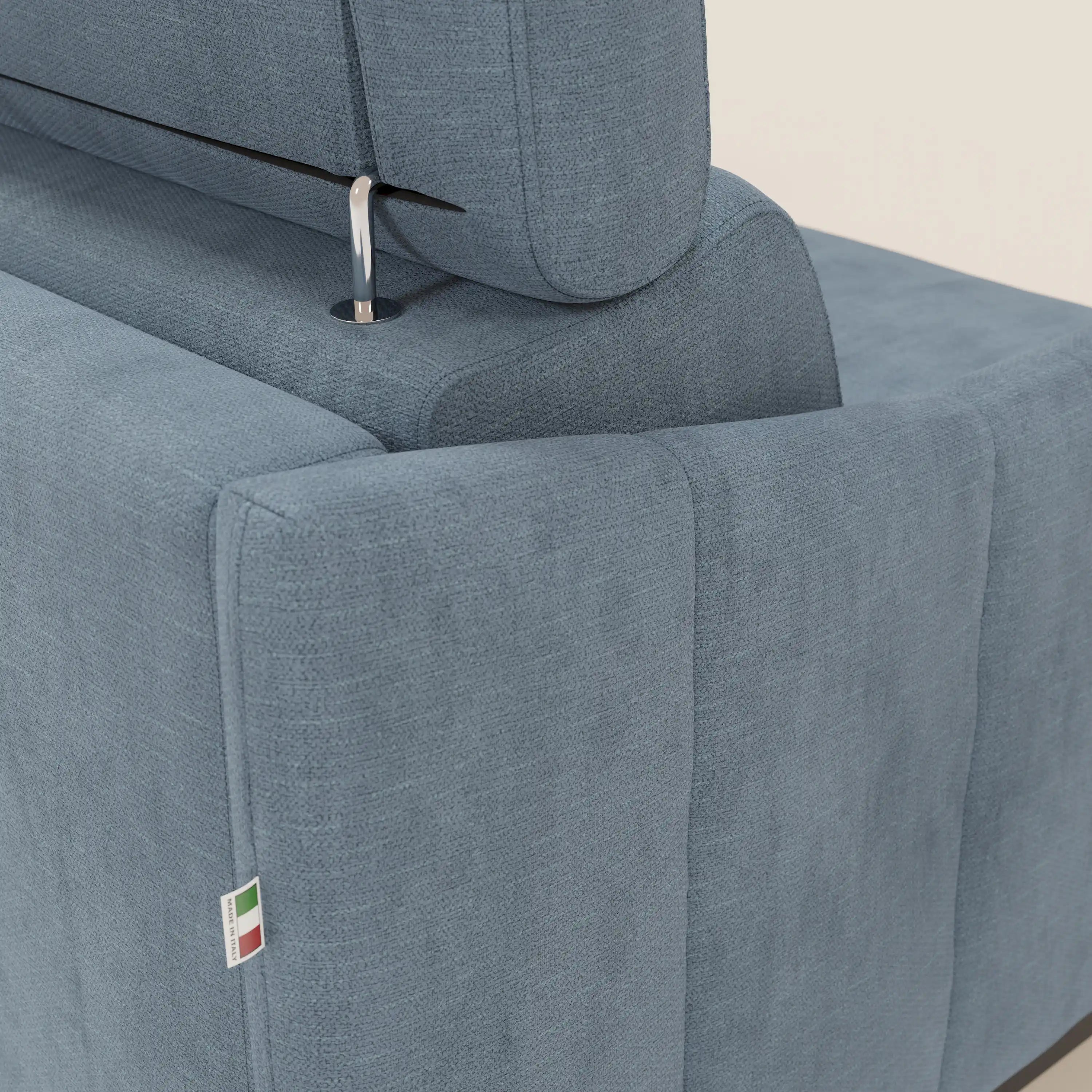 Loto Divano Letto Angolare con Penisola contenitore, Poggiatesta, Materasso Alto H18 in morbido tessuto impermeabile T14 - divani.store