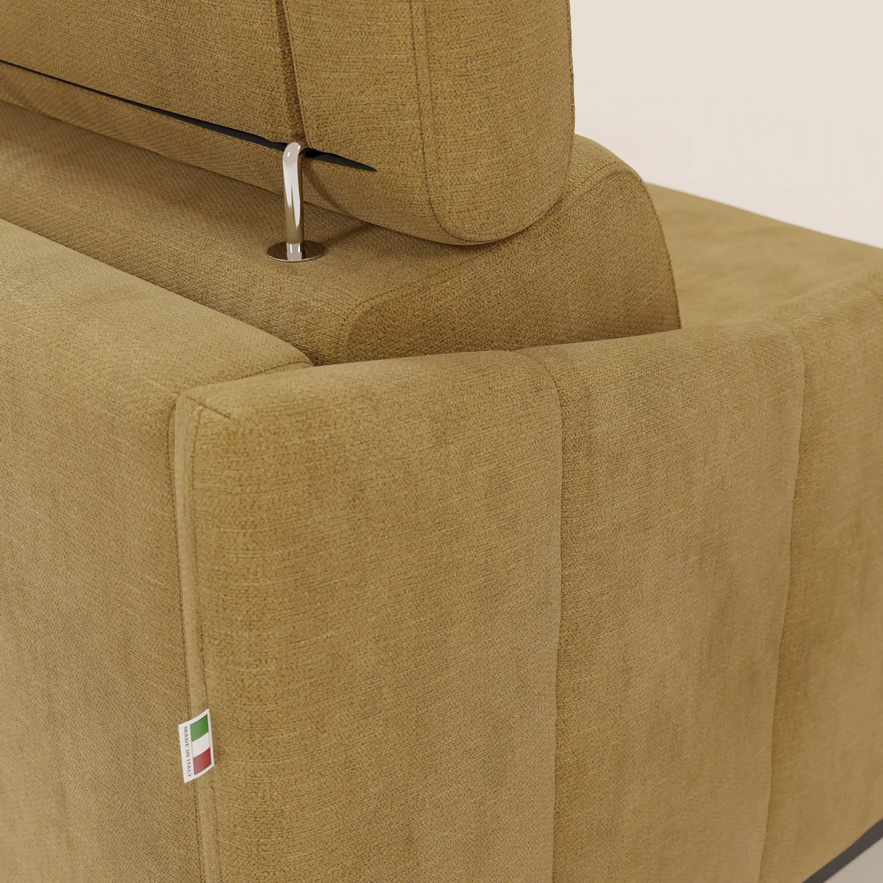 Loto Divano Letto Angolare con Penisola contenitore, Poggiatesta, Materasso Alto H18 in morbido tessuto impermeabile T14 - divani.store