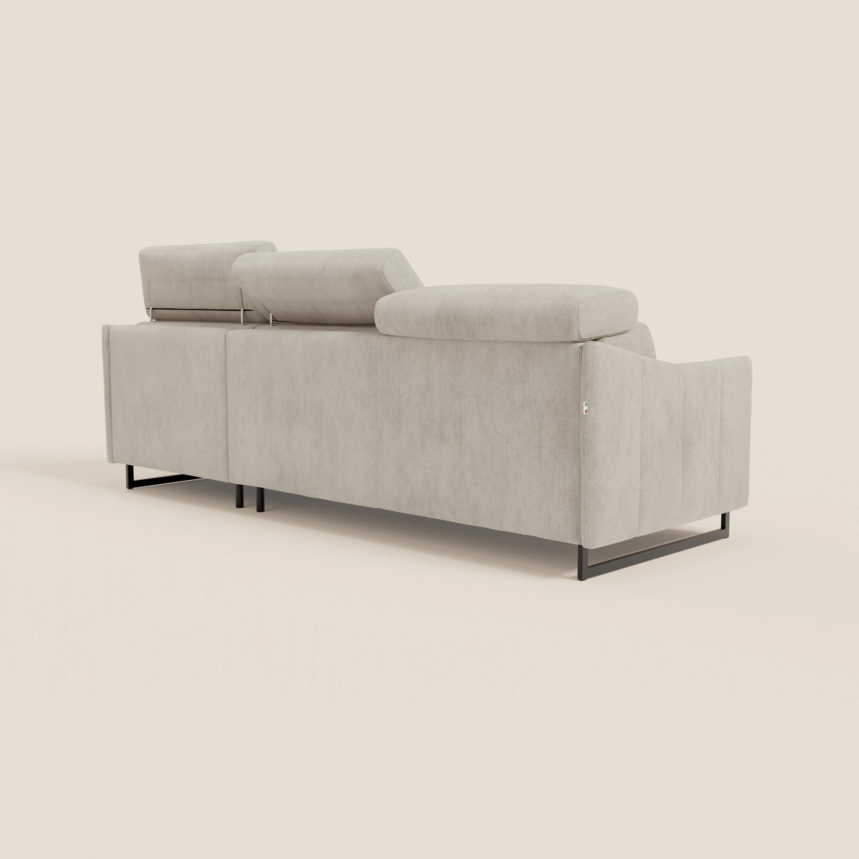 Loto Divano Letto Angolare con Penisola contenitore, Poggiatesta, Materasso Alto H18 in morbido tessuto impermeabile T14 - divani.store