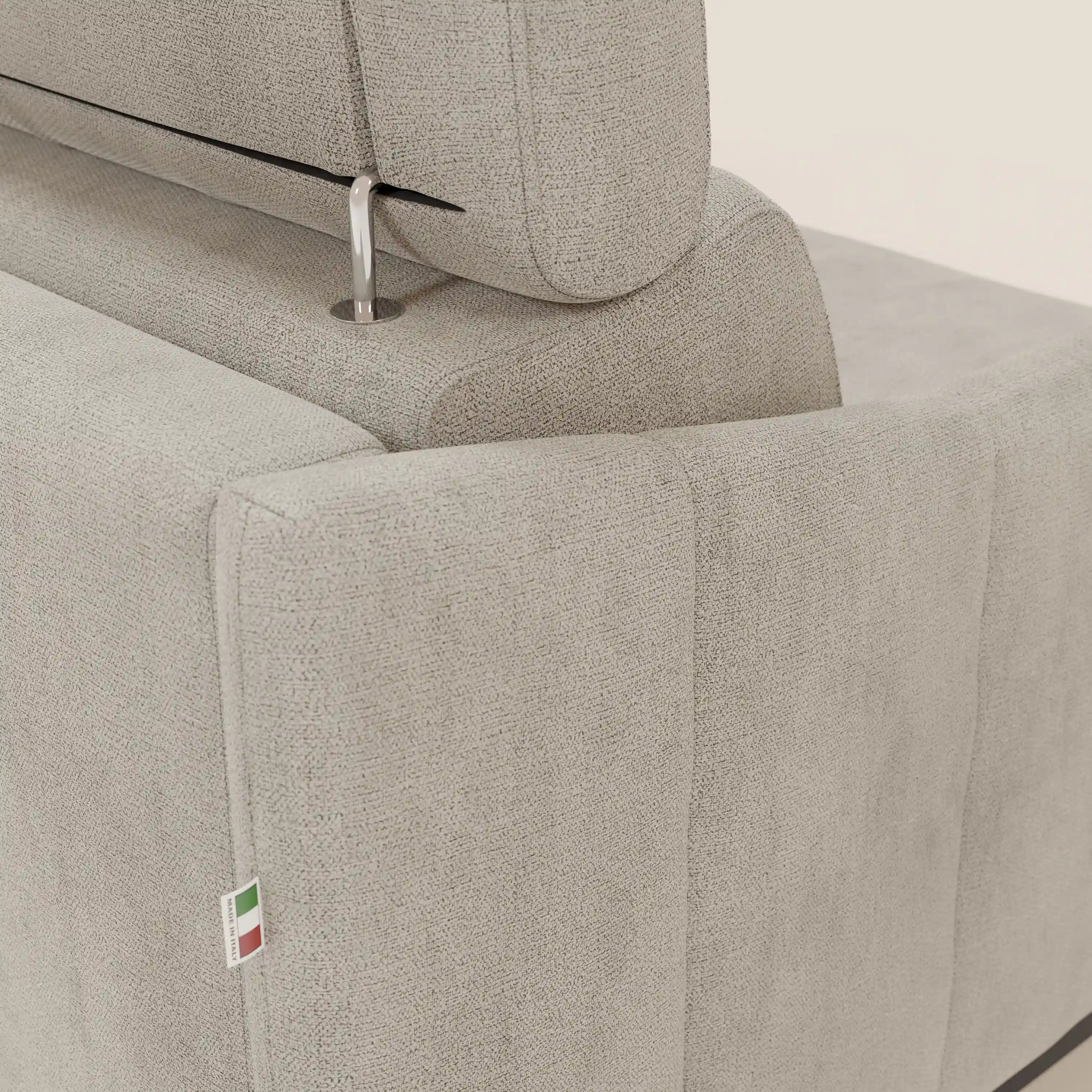 Loto Divano Letto Angolare con Penisola contenitore, Poggiatesta, Materasso Alto H18 in morbido tessuto impermeabile T14 - divani.store