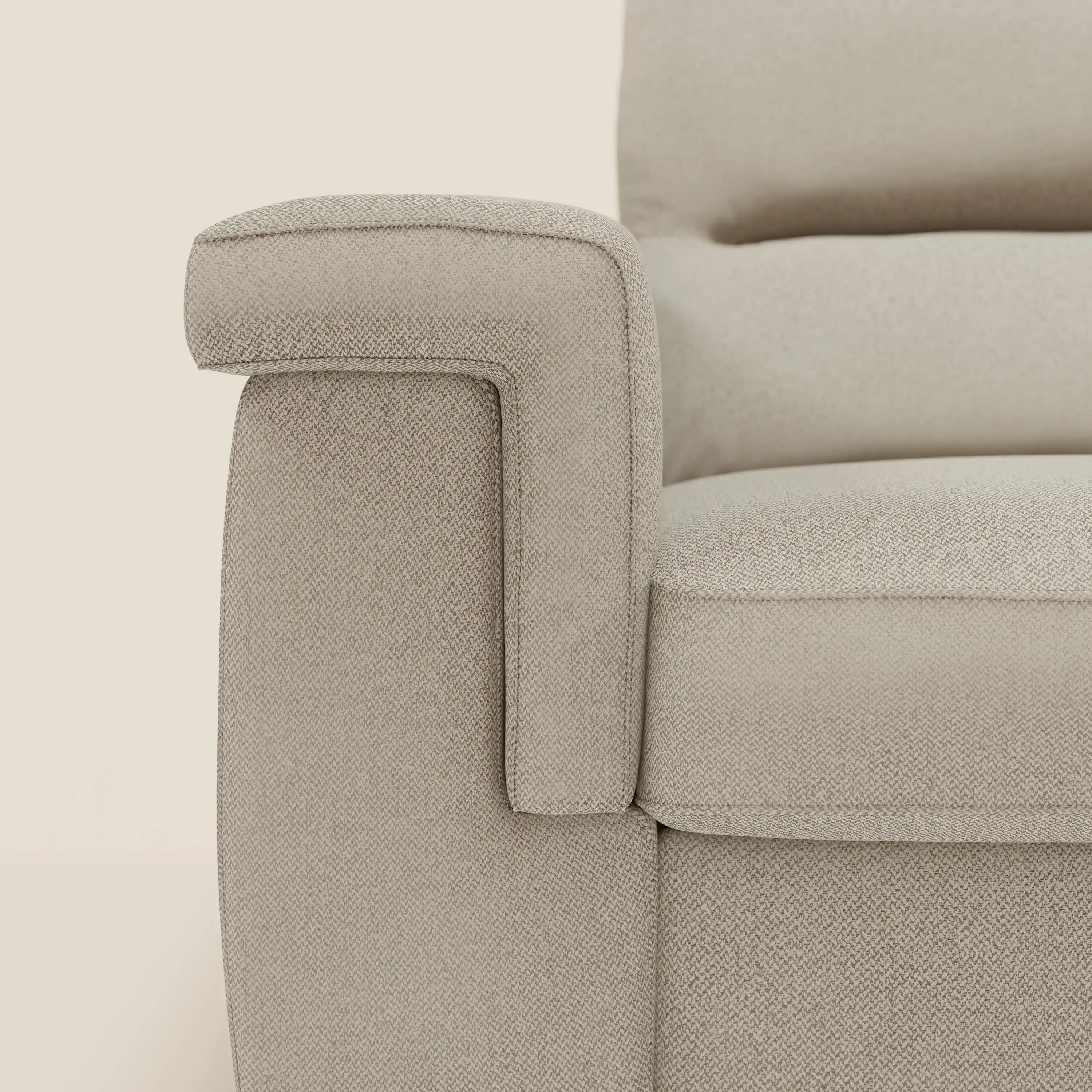 Magnolia Ecksofa mit Halbinsel und Stauraum – Matratze H18 cm aus abwaschbarem Stoff T05 creme