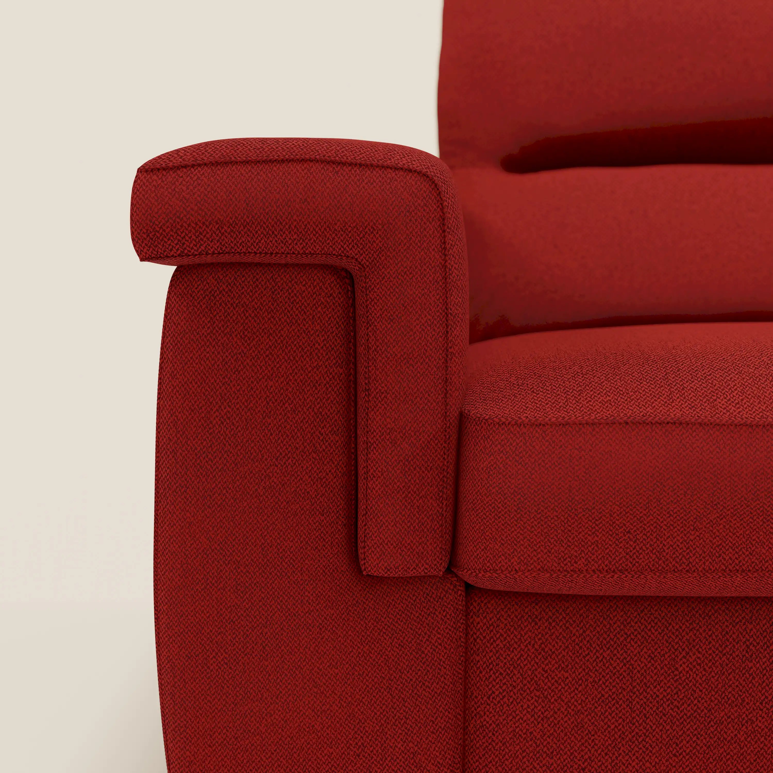 Magnolia Ecksofa mit Halbinsel und Stauraum – Matratze H18 cm aus abwaschbarem Stoff T05 rot