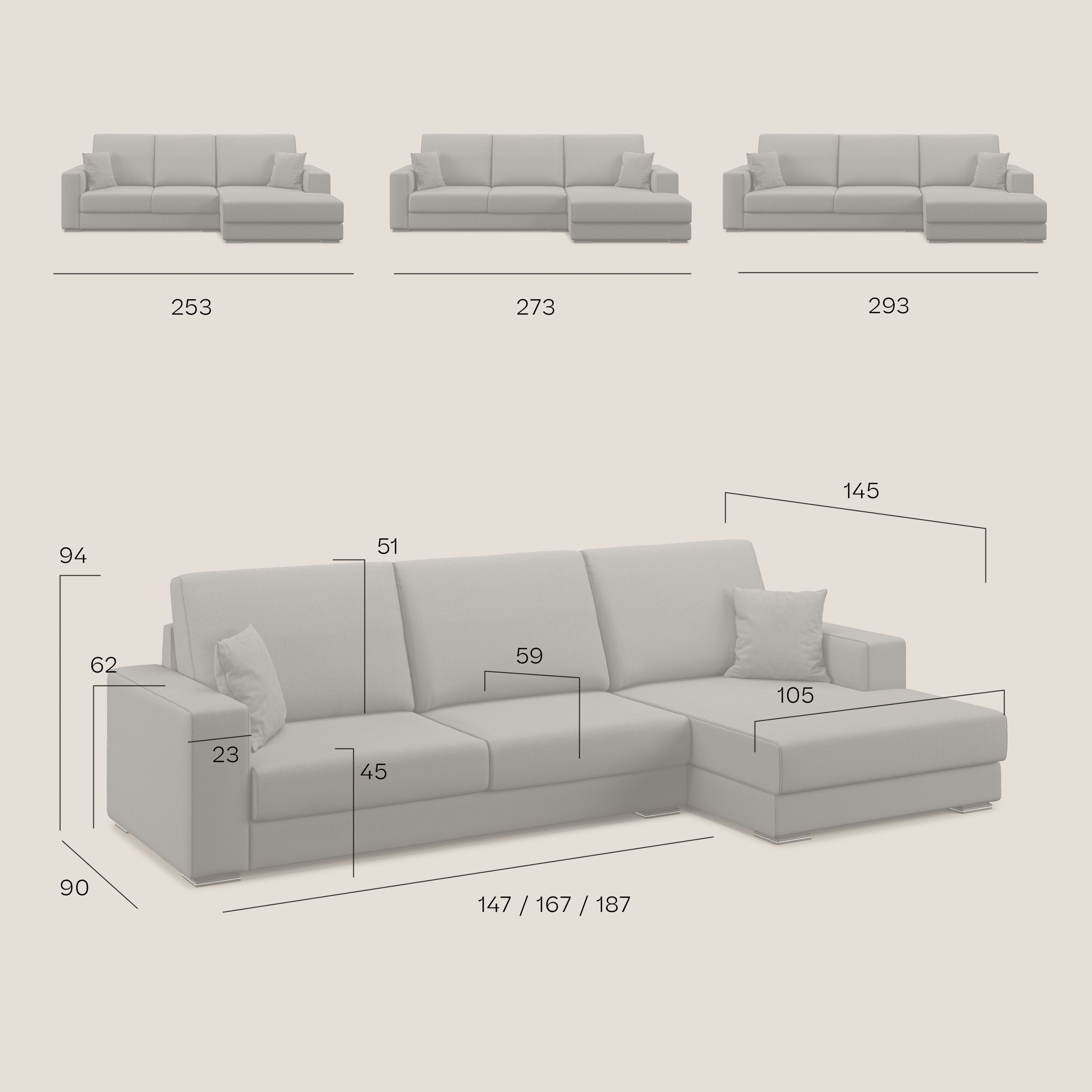 Marte divano angolare in tessuto smacchiabile impermeabile T08 tortora - divani.store