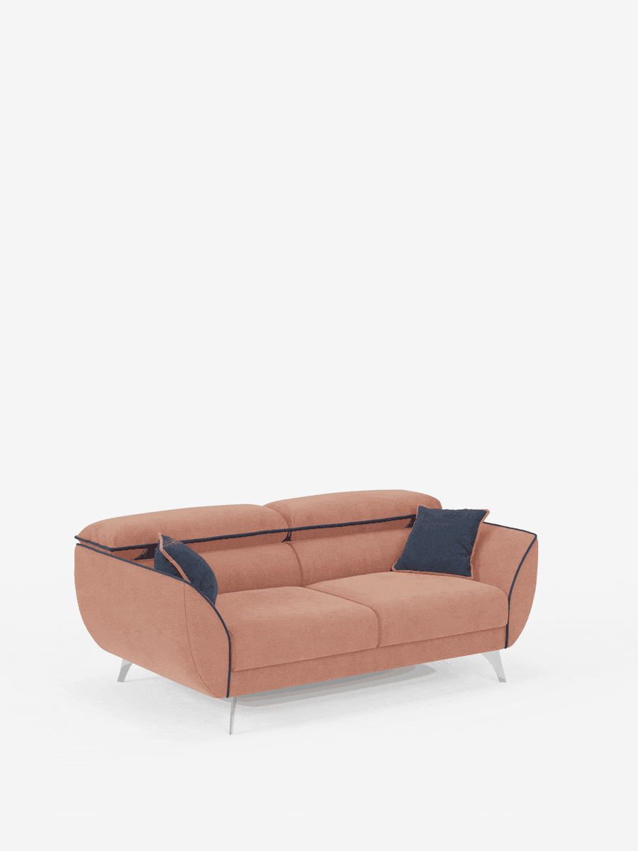 Michelangelo Sofa mit 2 und 3 ausziehbaren Sitzen und verstellbaren Kopfstützen aus abwaschbarem Stoff T23 