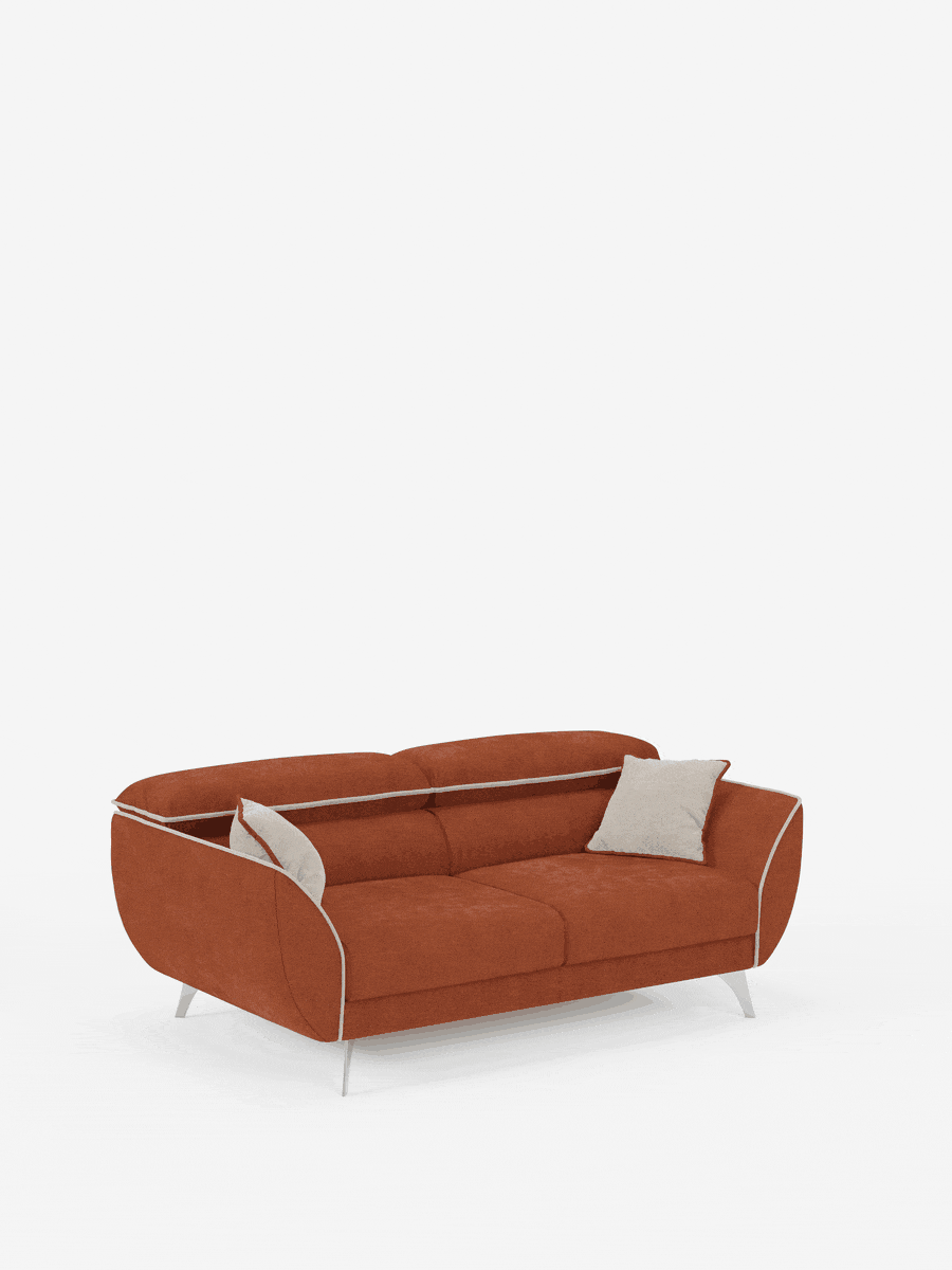 Michelangelo Sofa mit 2 und 3 ausziehbaren Sitzen und verstellbaren Kopfstützen aus abwaschbarem Stoff T23 
