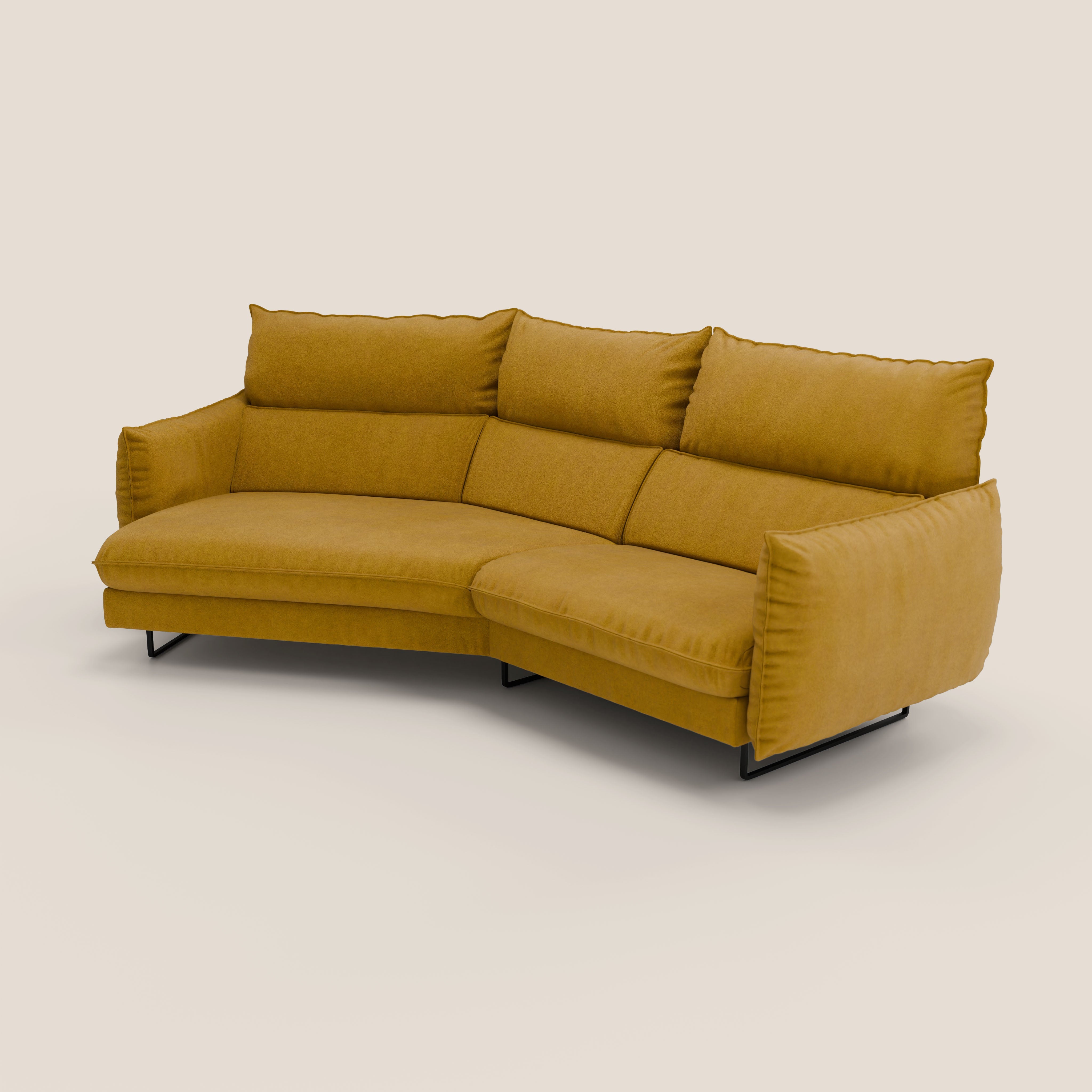 Monamour divano moderno angolare con opzione relax elettrico in microfibra smacchiabile impermeabile T11 giallo - divani.store