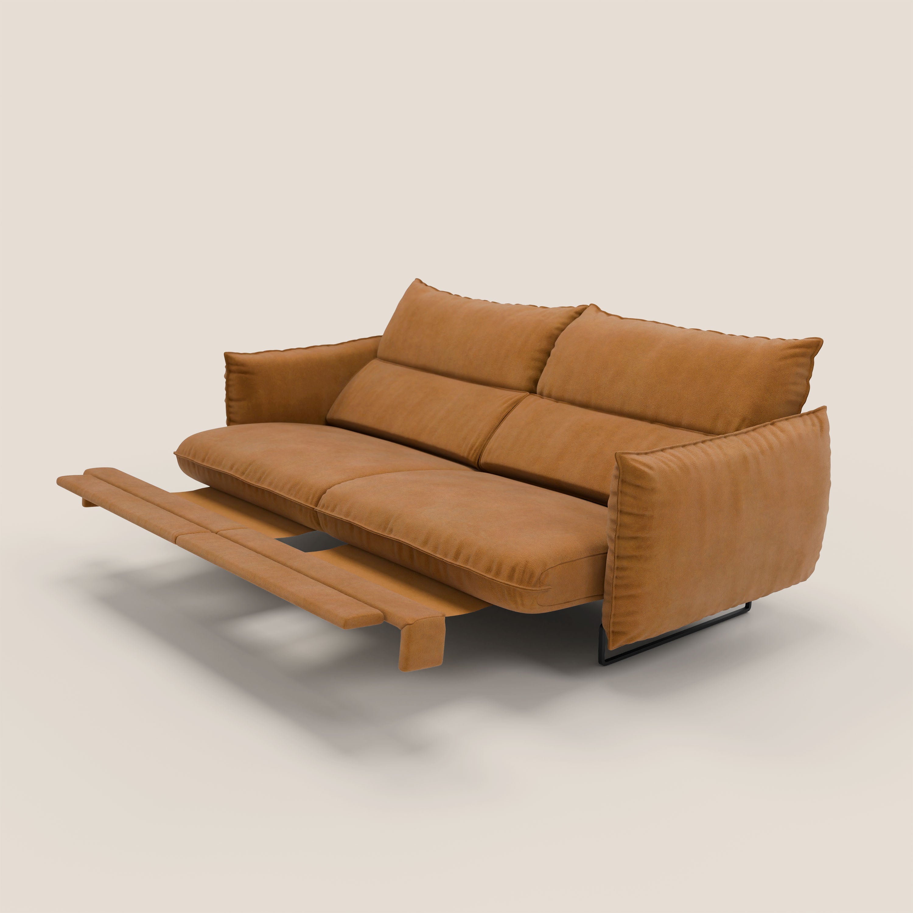 Monamour Divano dal design moderno con opzione relax elettrico in microfibra smacchiabile impermeabile T11 cuoio - divani.store