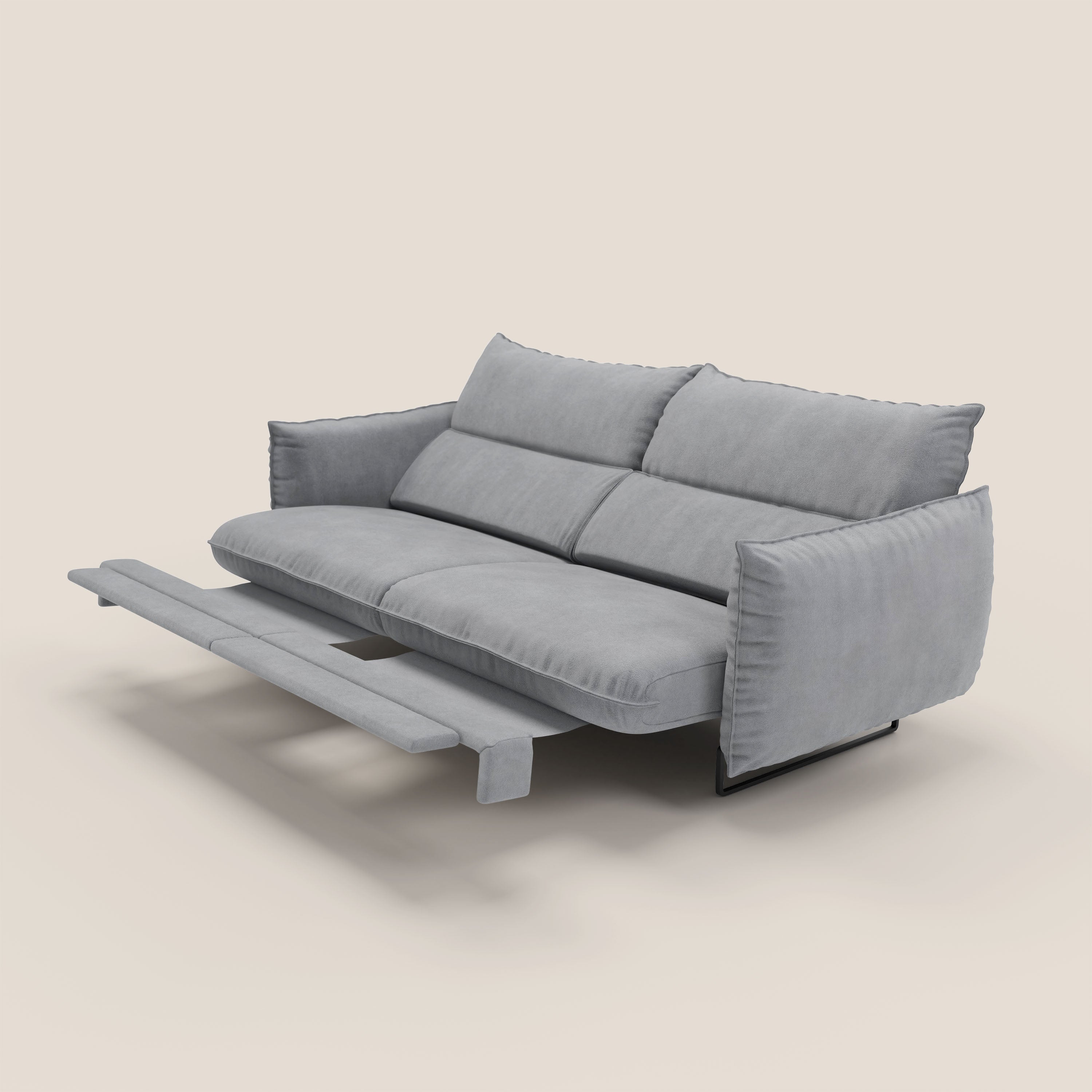Monamour Divano dal design moderno con opzione relax elettrico in microfibra smacchiabile impermeabile T11 grigio - divani.store