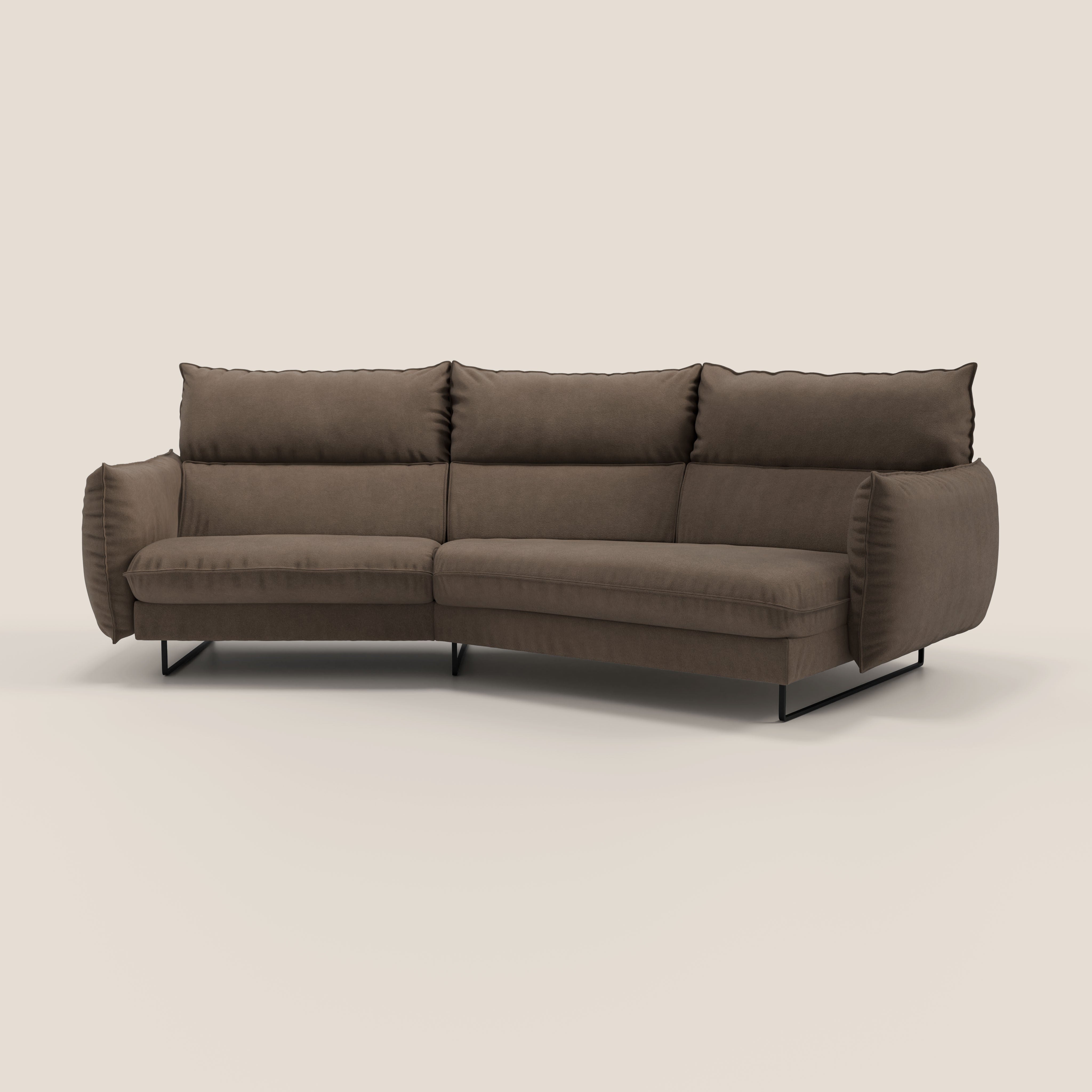 Monamour divano moderno angolare con opzione relax elettrico in microfibra smacchiabile impermeabile T11 marrone - divani.store