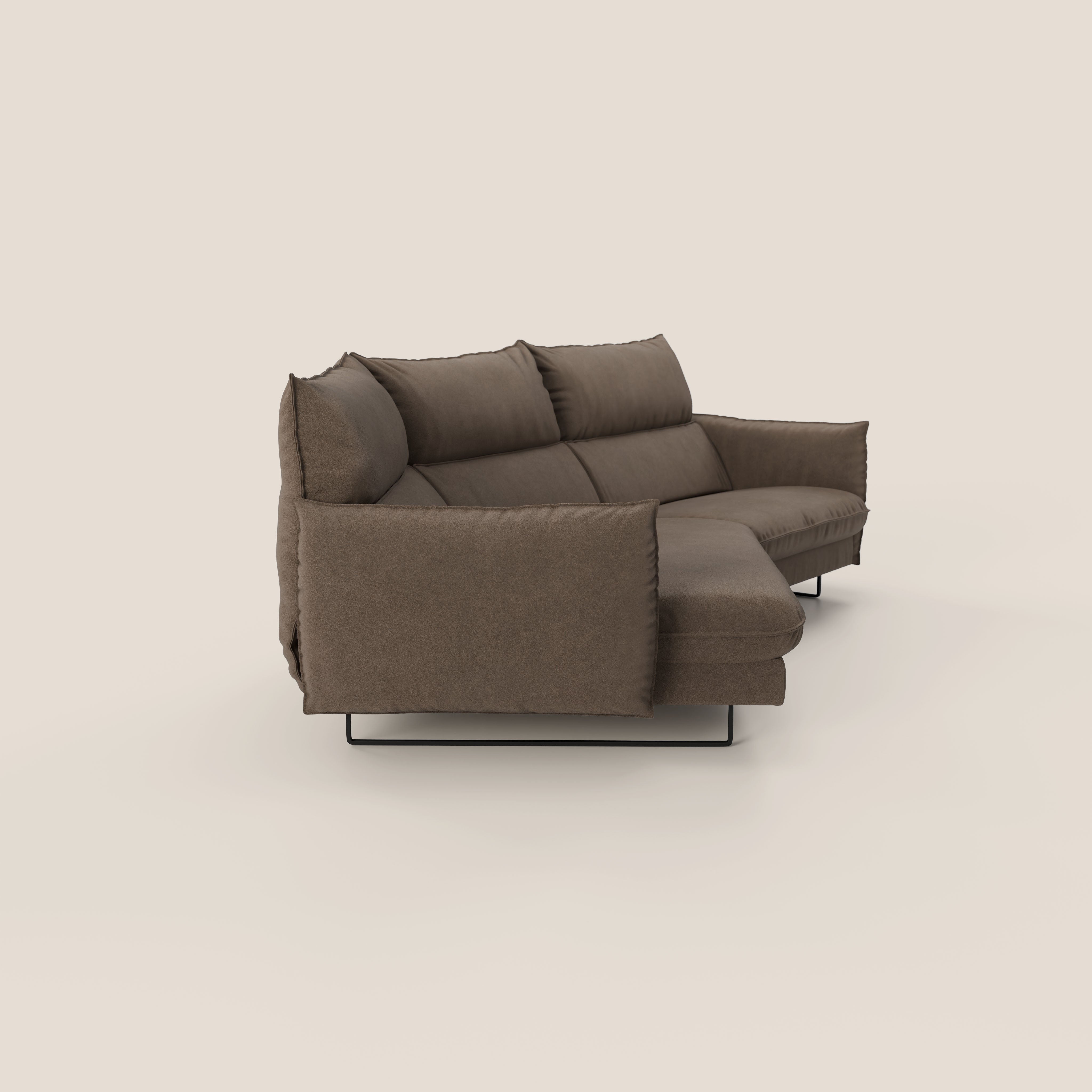 Monamour divano moderno angolare con opzione relax elettrico in microfibra smacchiabile impermeabile T11 marrone - divani.store