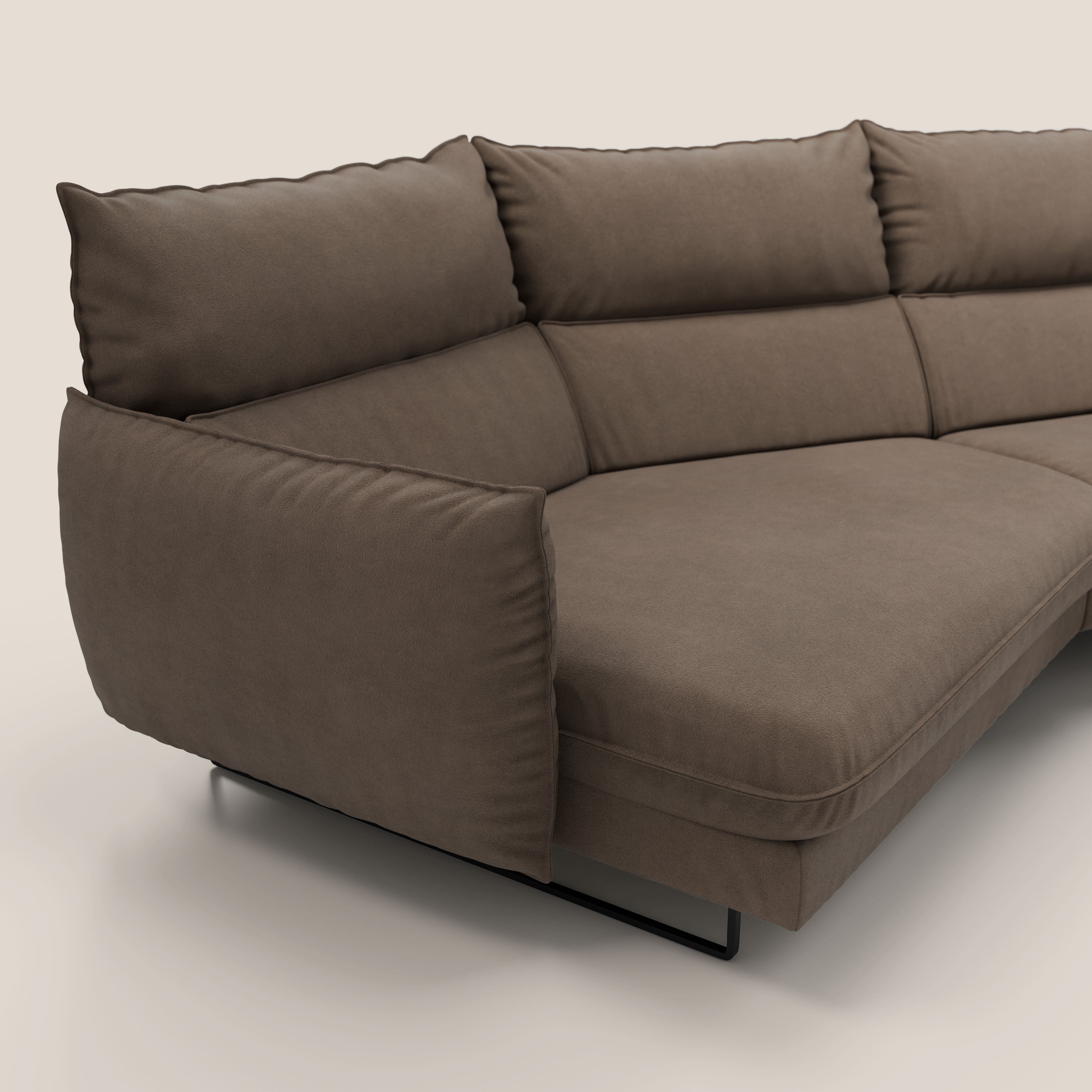 Monamour divano moderno angolare con opzione relax elettrico in microfibra smacchiabile impermeabile T11 marrone - divani.store