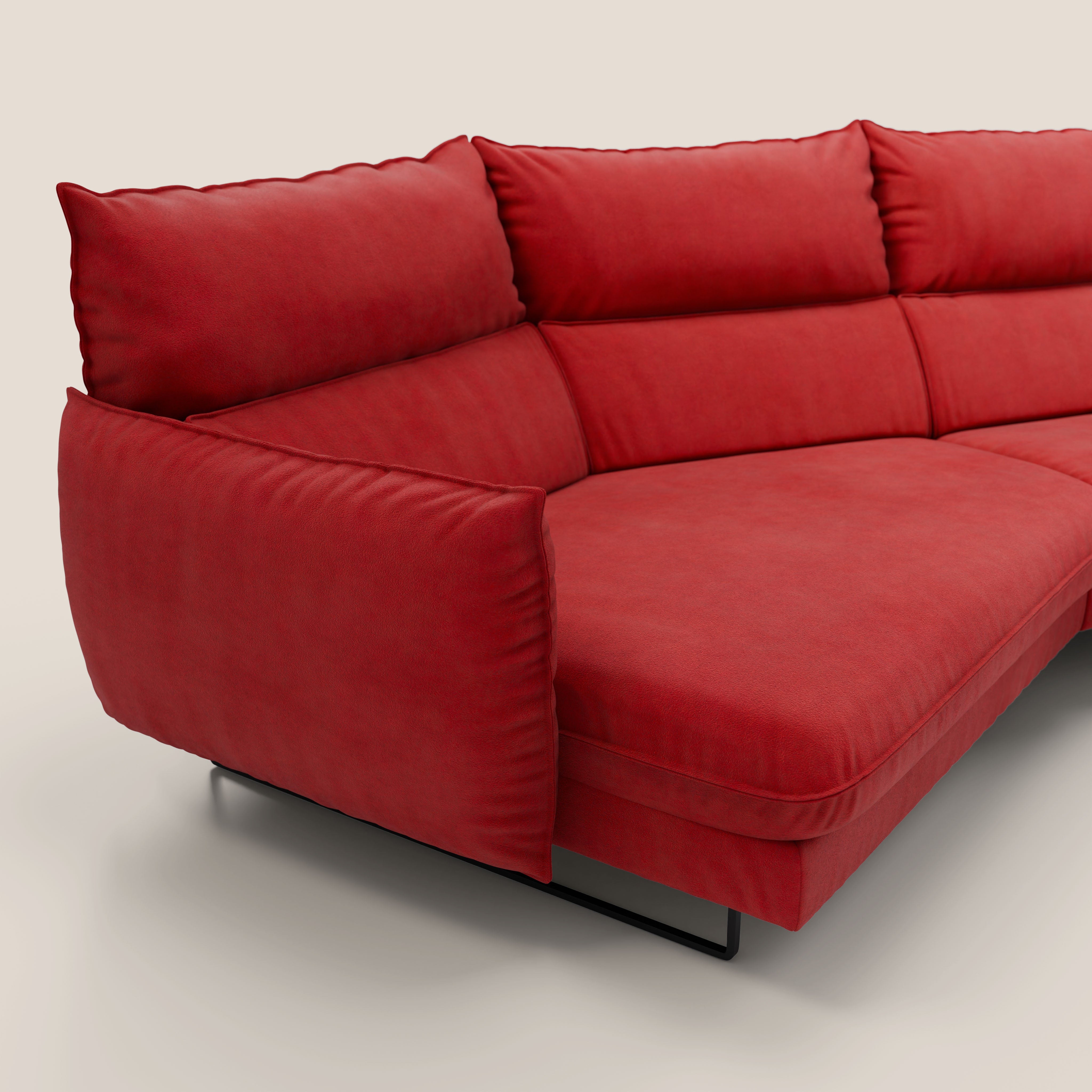 Monamour divano moderno angolare con opzione relax elettrico in microfibra smacchiabile impermeabile T11 rosso - divani.store