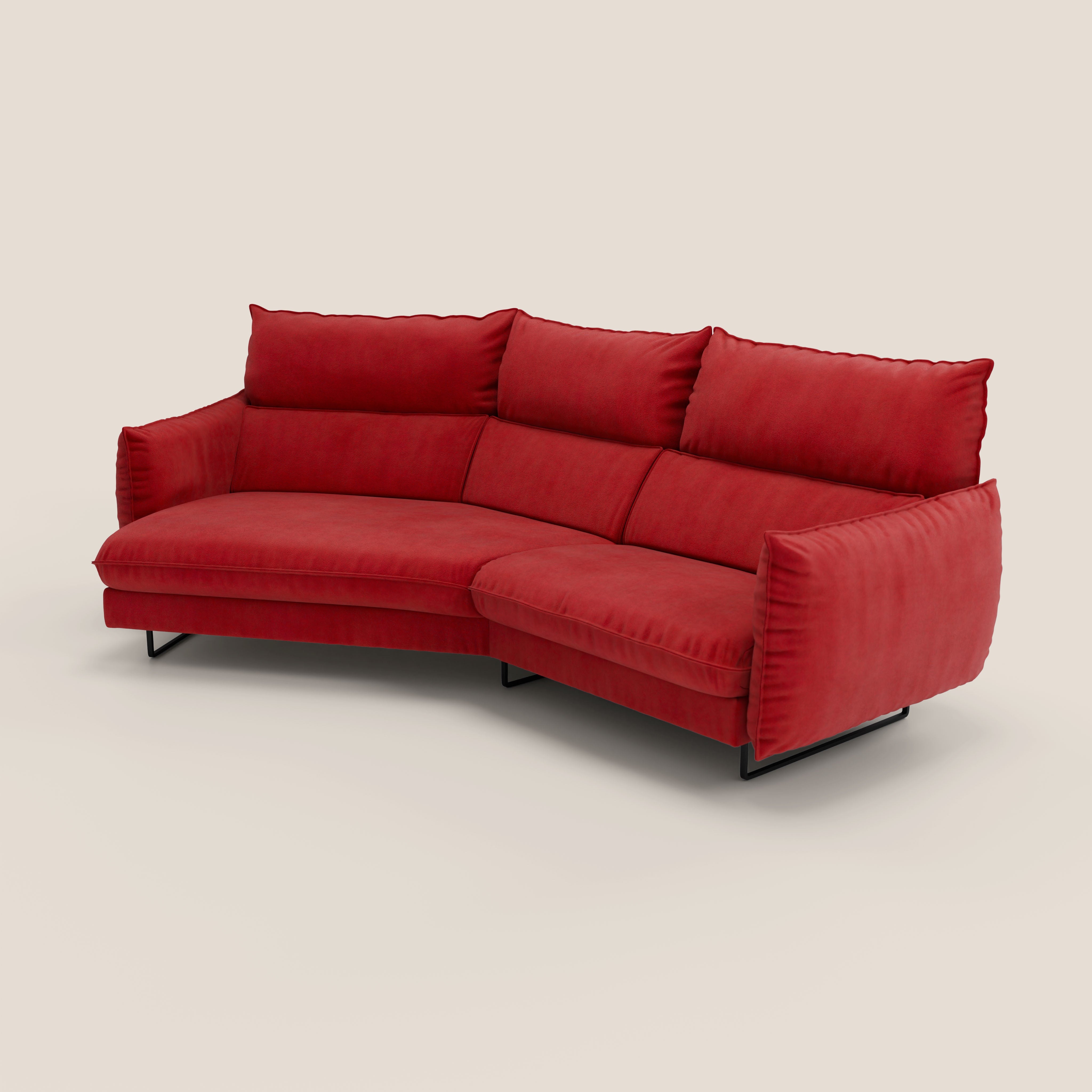 Monamour divano moderno angolare con opzione relax elettrico in microfibra smacchiabile impermeabile T11 rosso - divani.store