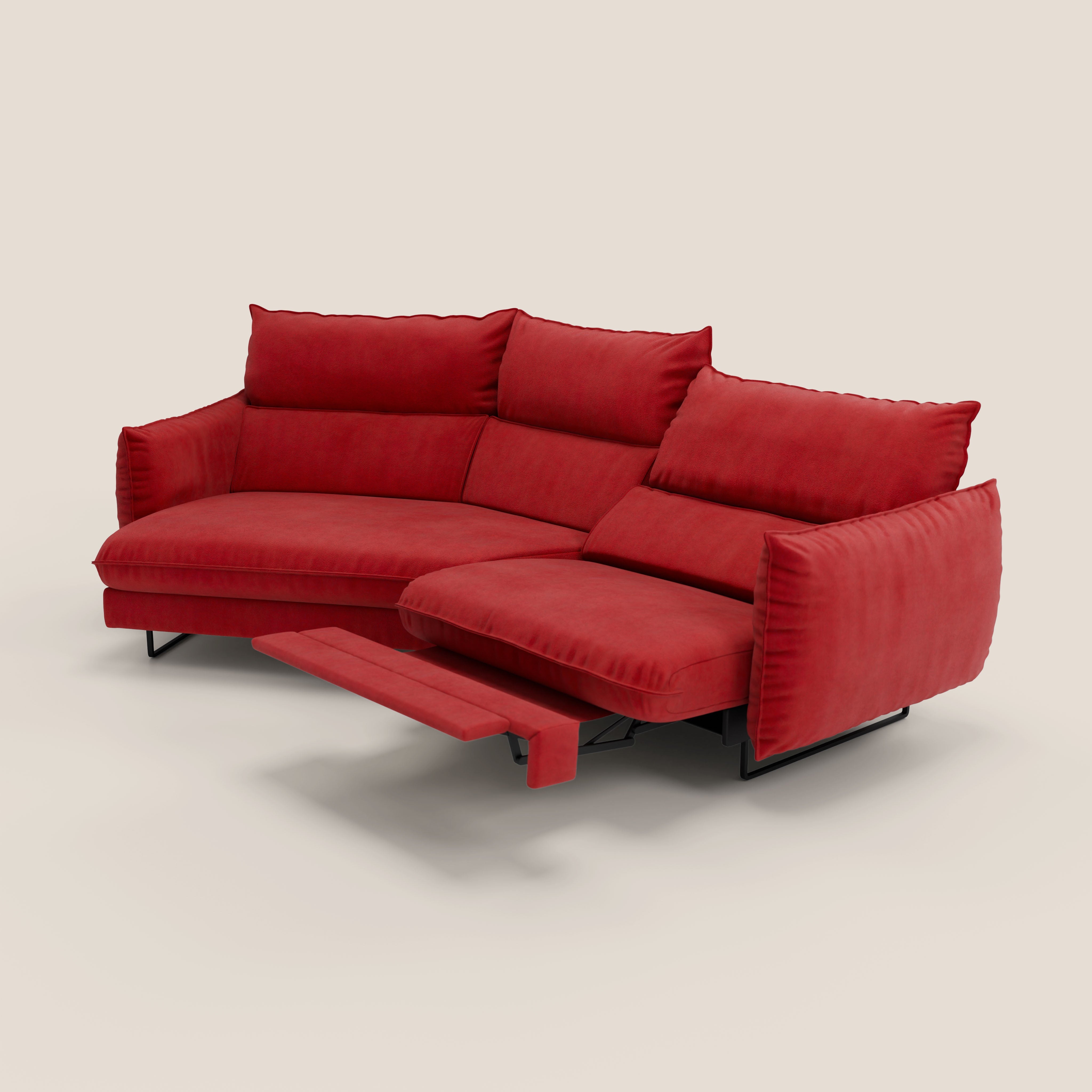 Monamour divano moderno angolare con opzione relax elettrico in microfibra smacchiabile impermeabile T11 rosso - divani.store