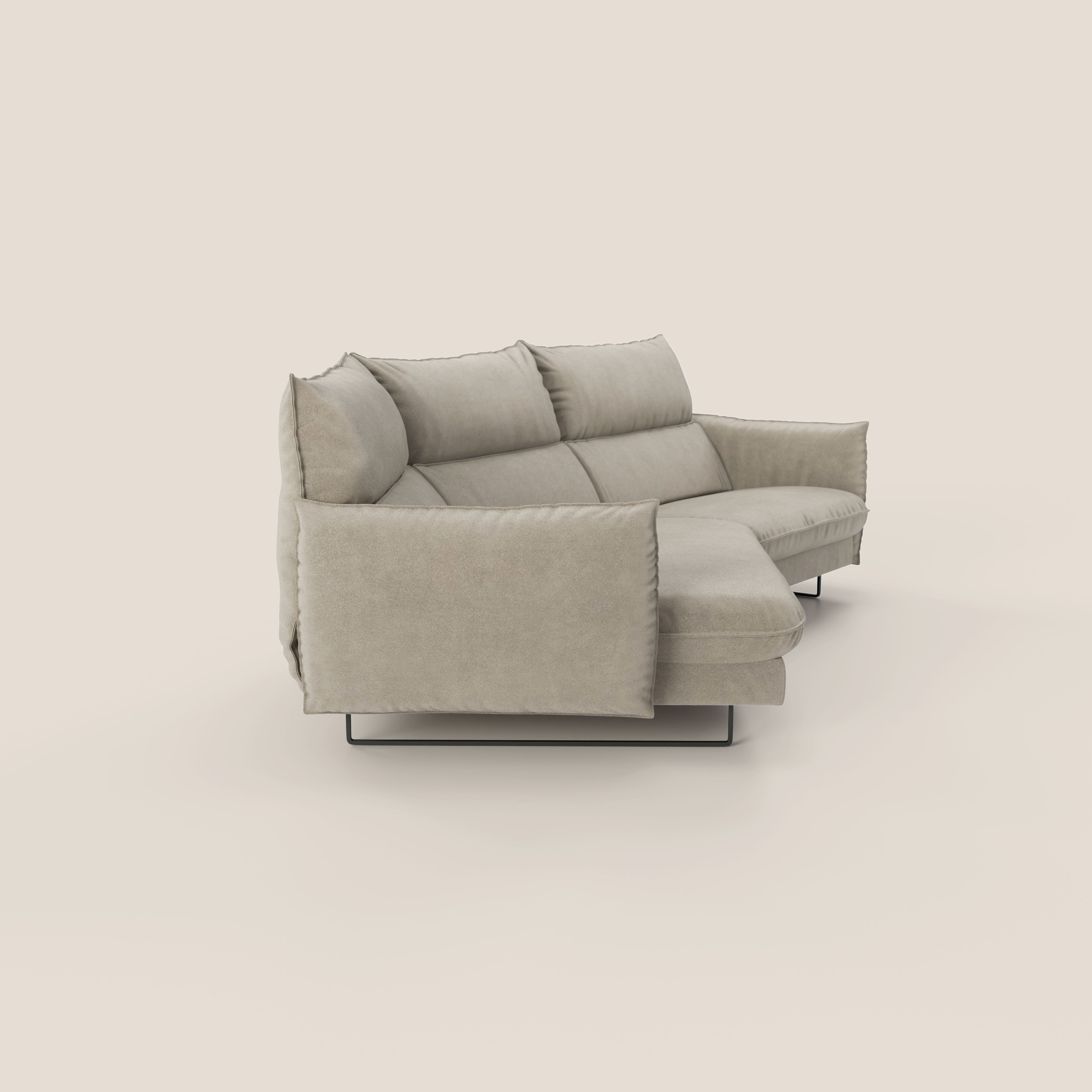 Monamour divano moderno angolare con opzione relax elettrico in microfibra smacchiabile impermeabile T11 tortora - divani.store