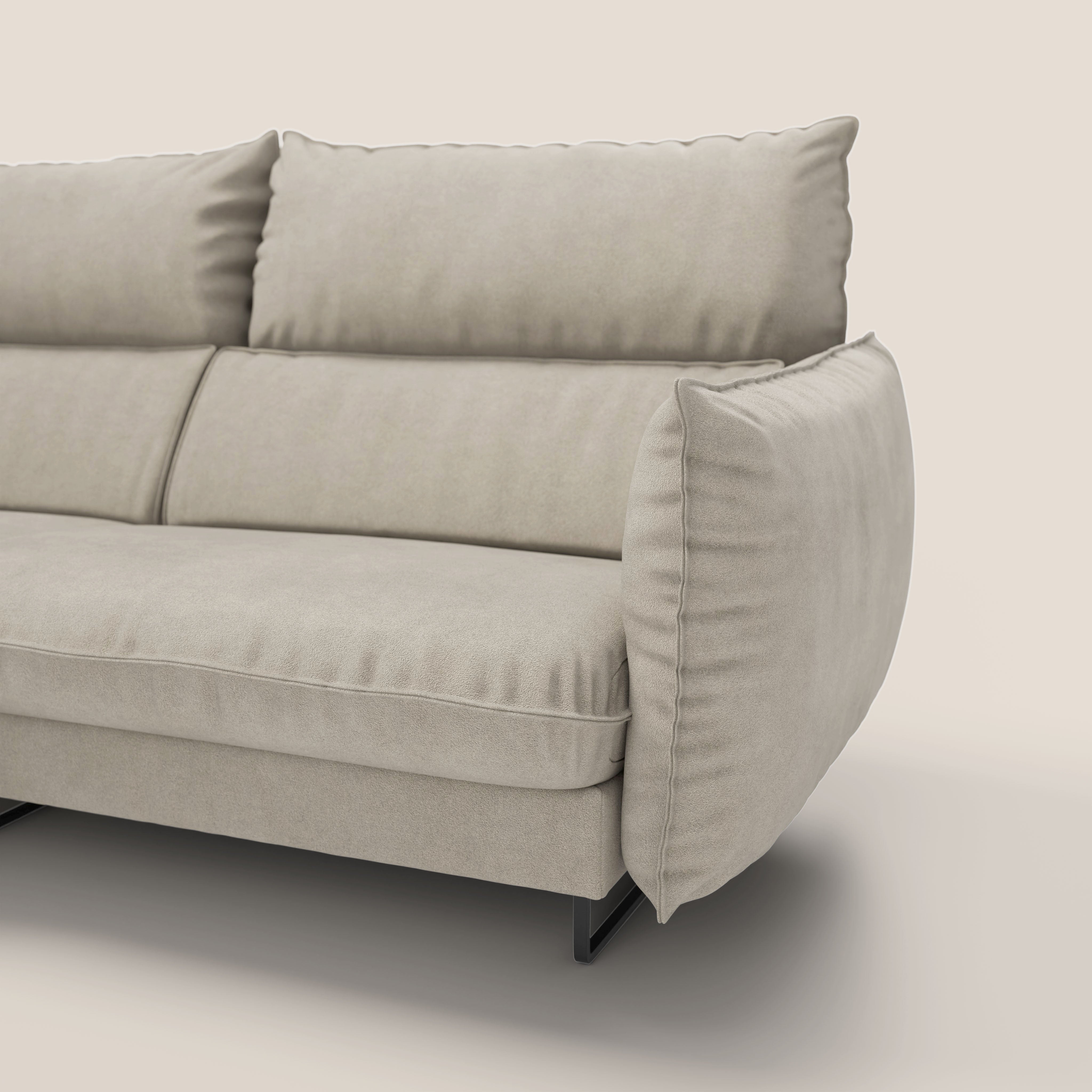 Monamour divano moderno angolare con opzione relax elettrico in microfibra smacchiabile impermeabile T11 tortora - divani.store