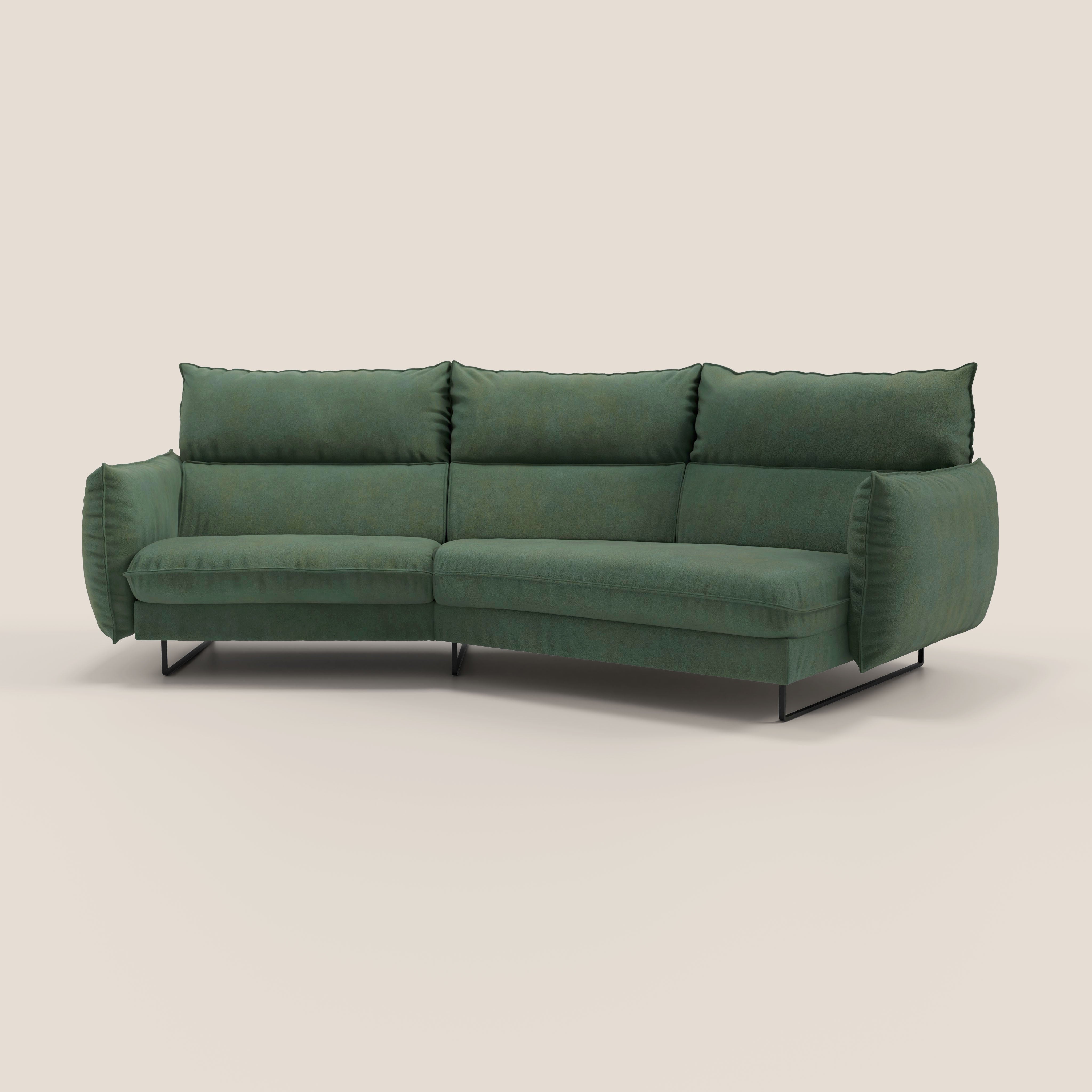 Monamour divano moderno angolare con opzione relax elettrico in microfibra smacchiabile impermeabile T11 verde - divani.store