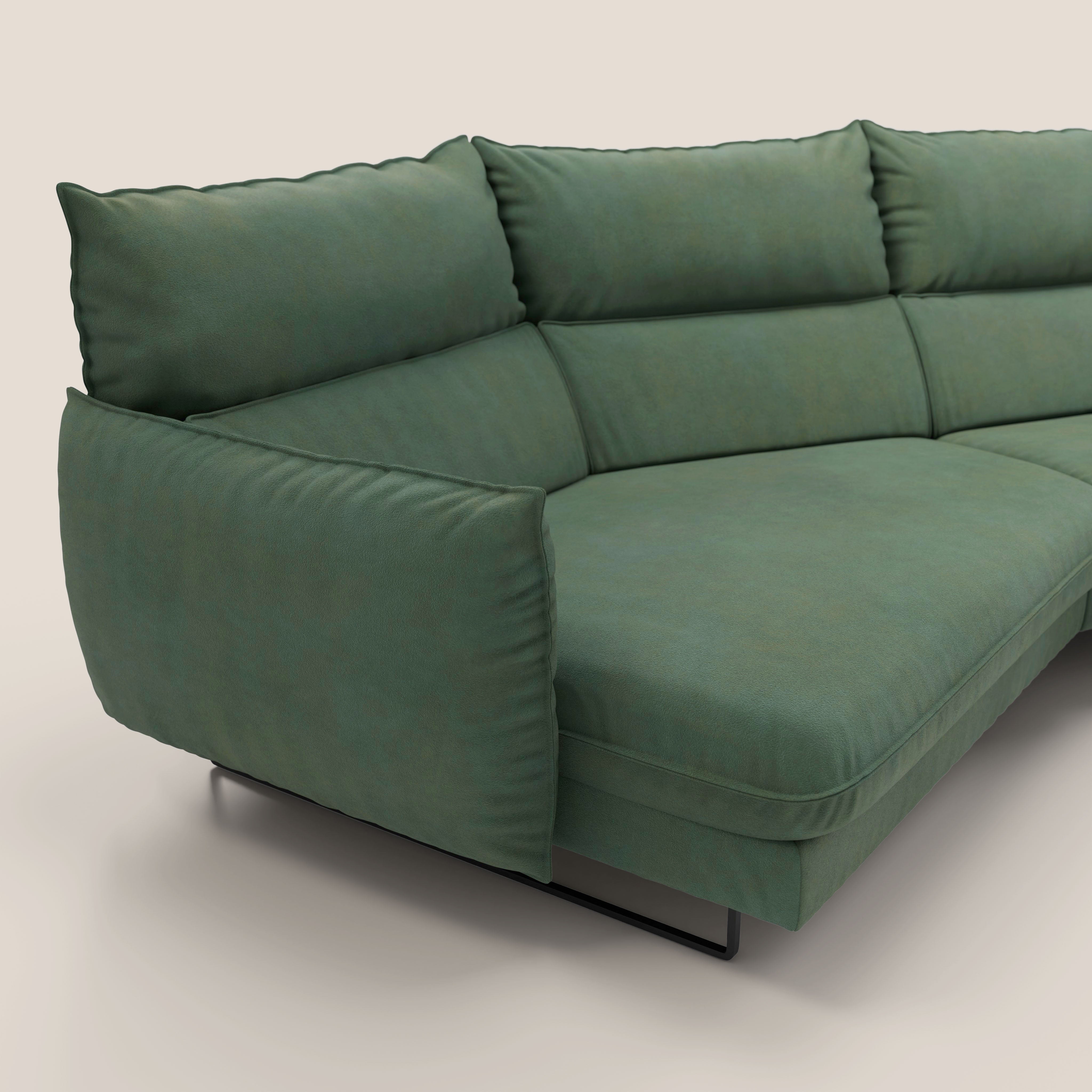 Monamour divano moderno angolare con opzione relax elettrico in microfibra smacchiabile impermeabile T11 verde - divani.store