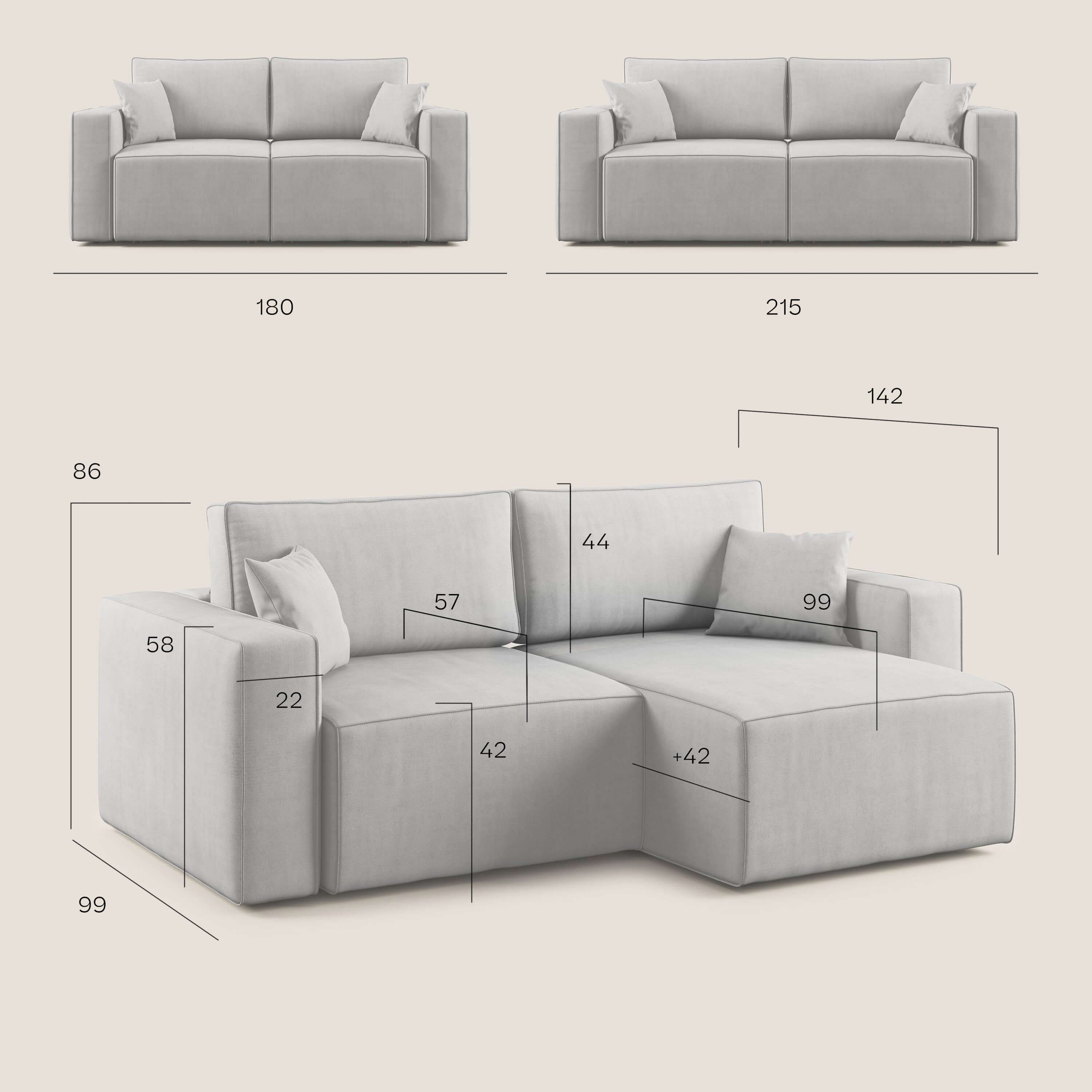 Morfeo divano con sedute estraibili in morbido tessuto impermeabile T02 beige - divani.store