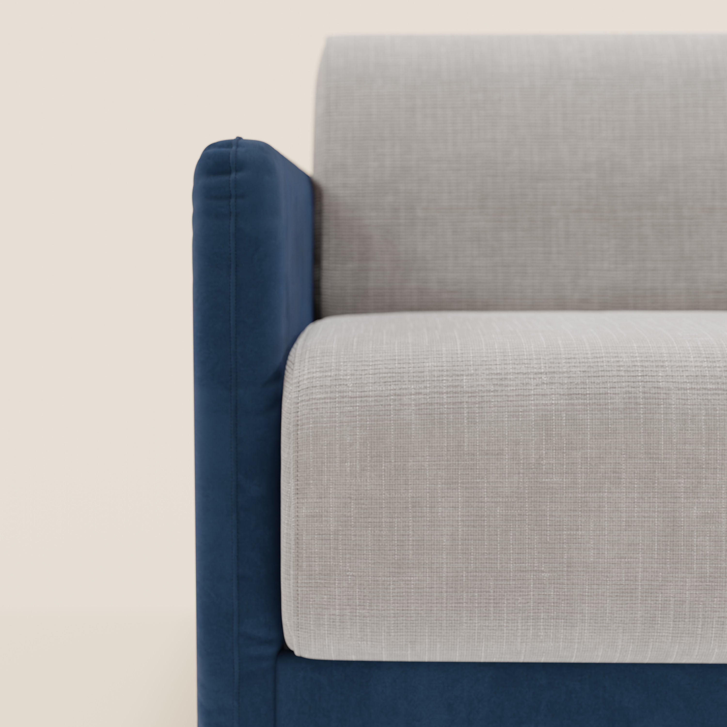 Narciso divano letto desing con materasso H18 cm bicolore con struttura in microfibra smacchiabile e imbottiture in elegante tessuto impermeabile T06 - divani.store