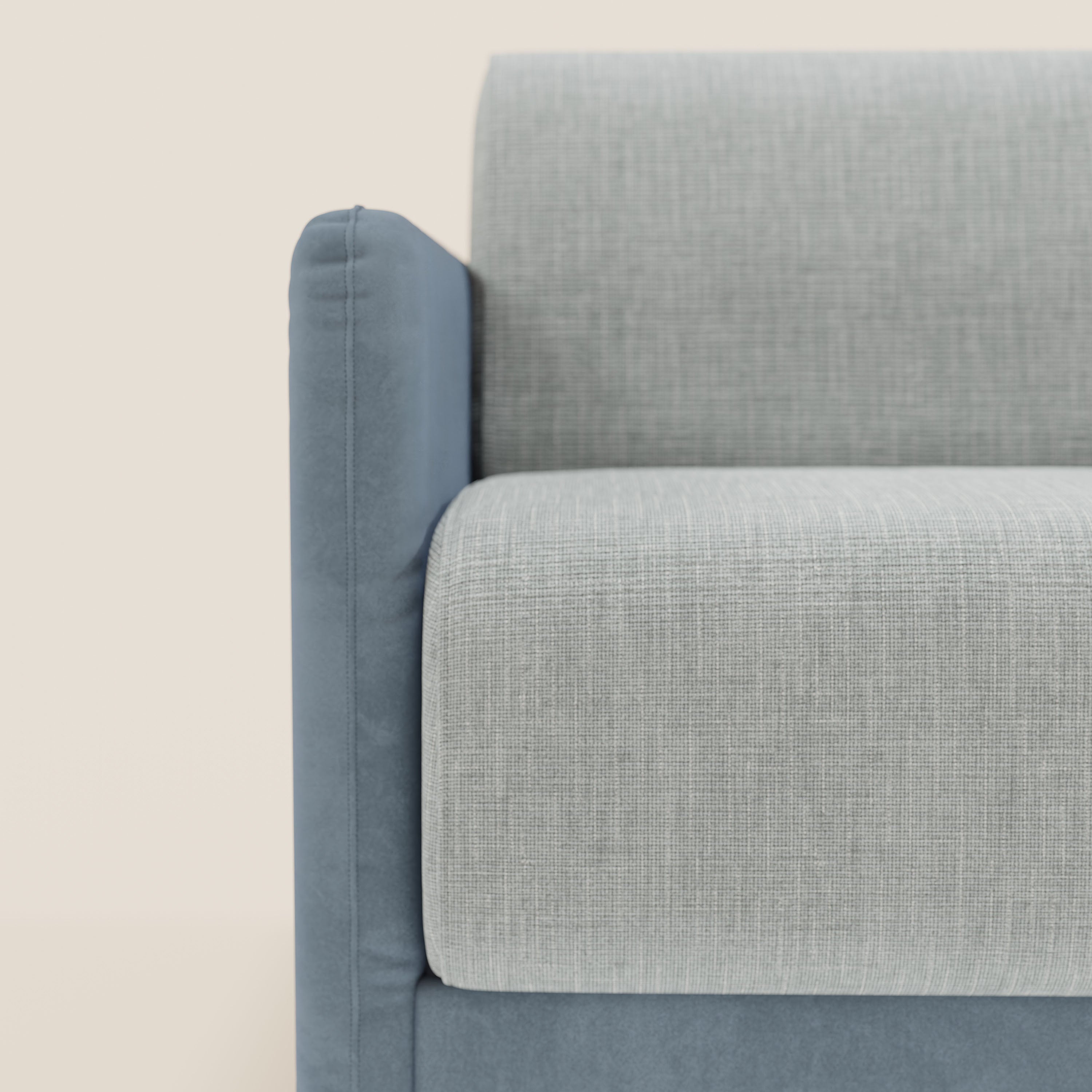 Narciso divano letto desing con materasso H18 cm bicolore con struttura in microfibra smacchiabile e imbottiture in elegante tessuto impermeabile T06 - divani.store